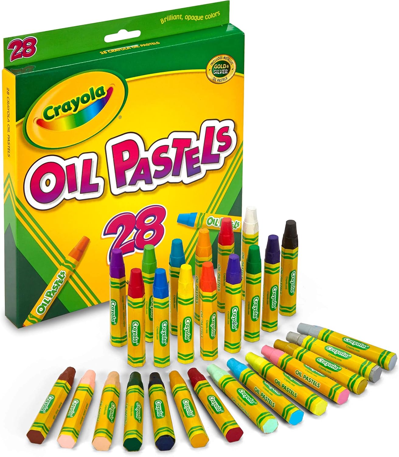 Detalle de CRAYOLA 524628 オイルパステル 28色セット 金・銀入り