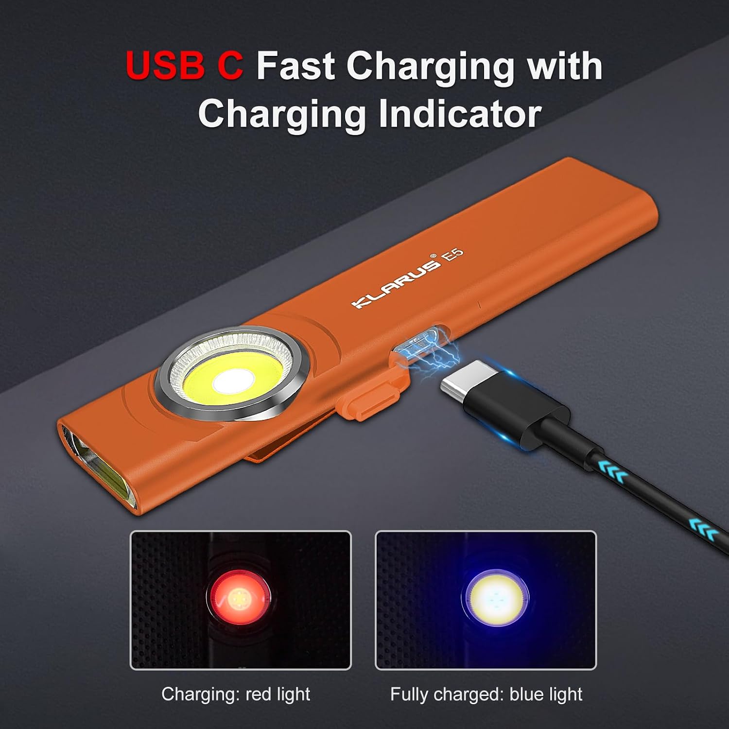 Detalle 2 de Klarus Lampe de travail COB rechargeable USB‑C 600 lumens, mini EDC plate avec base magnétique et clip