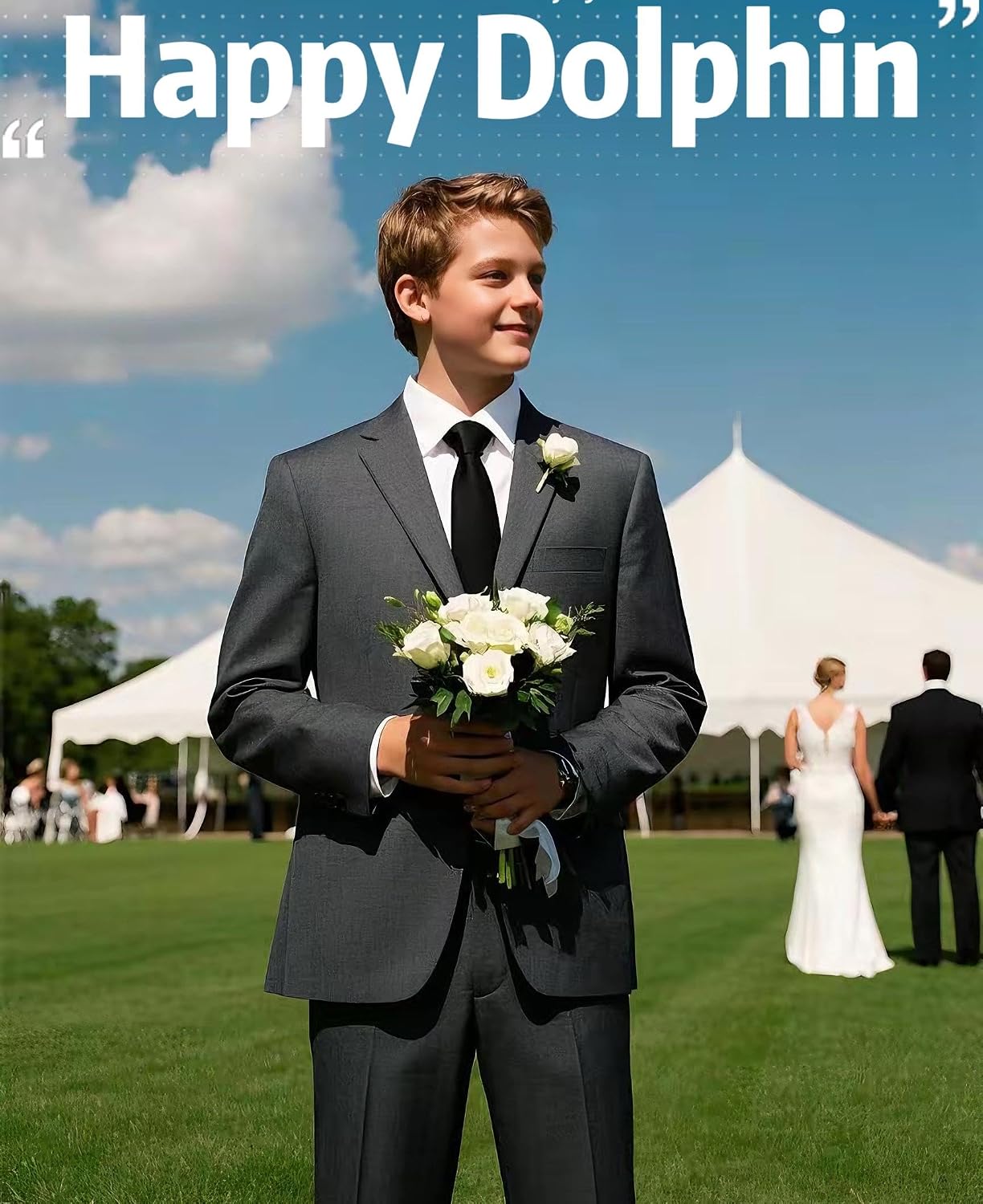 Detalle 2 de Happy Dolphin Boys’ Formal Suit Set for Weddings & Communions, Adjustable Waist