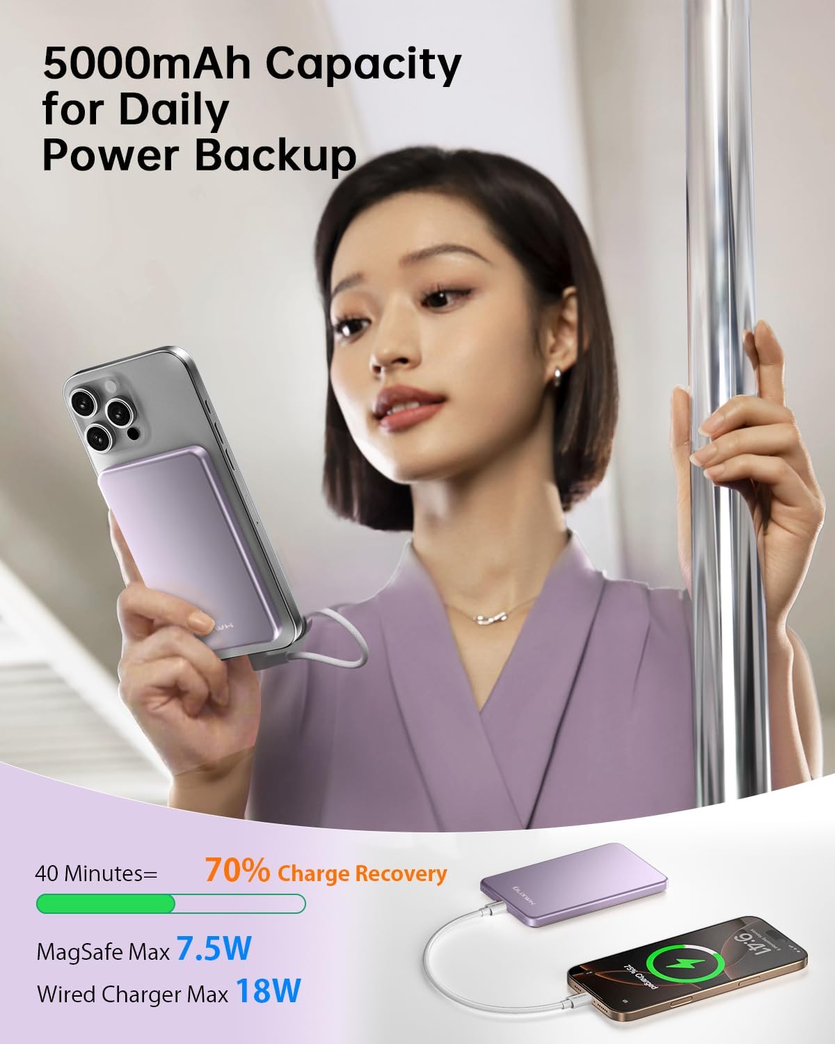 Detalle de ULiXWH MagS-1 Magnetic Power Bank, 5000mAh, 0.3-Inch Alloy Design