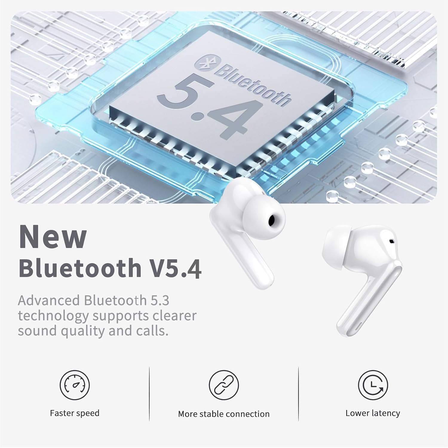Thumbnail 2 de xinwld Wireless Earbuds (Bluetooth 5.4) with 4 ENC Mic, HiFi Stereo & 40H Playtime — White