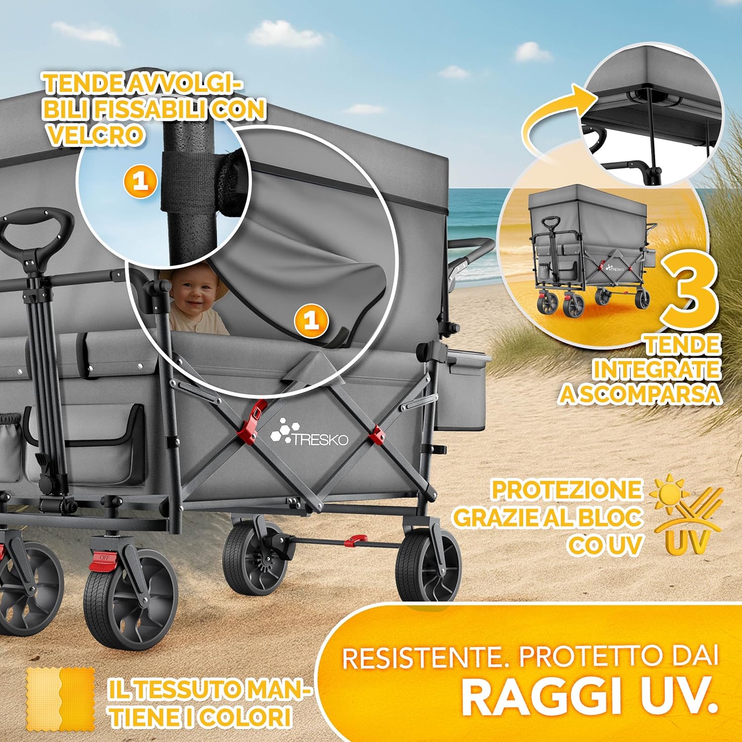 Thumbnail 3 de TRESKO Carrello pieghevole con tetto 150 kg 🛒