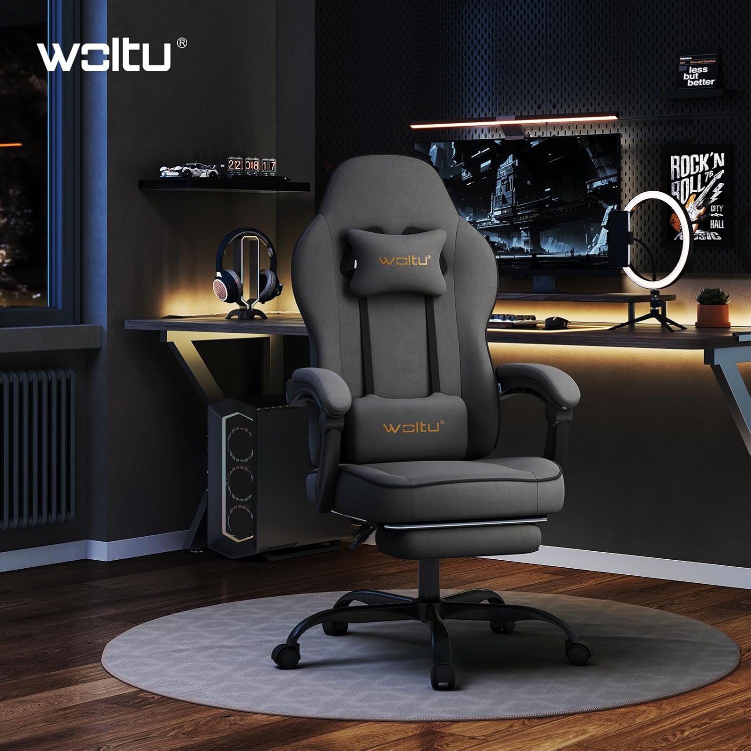 Thumbnail 1 de WOLTU Gaming Stuhl Stoff ergonomisch mit Fußstütze