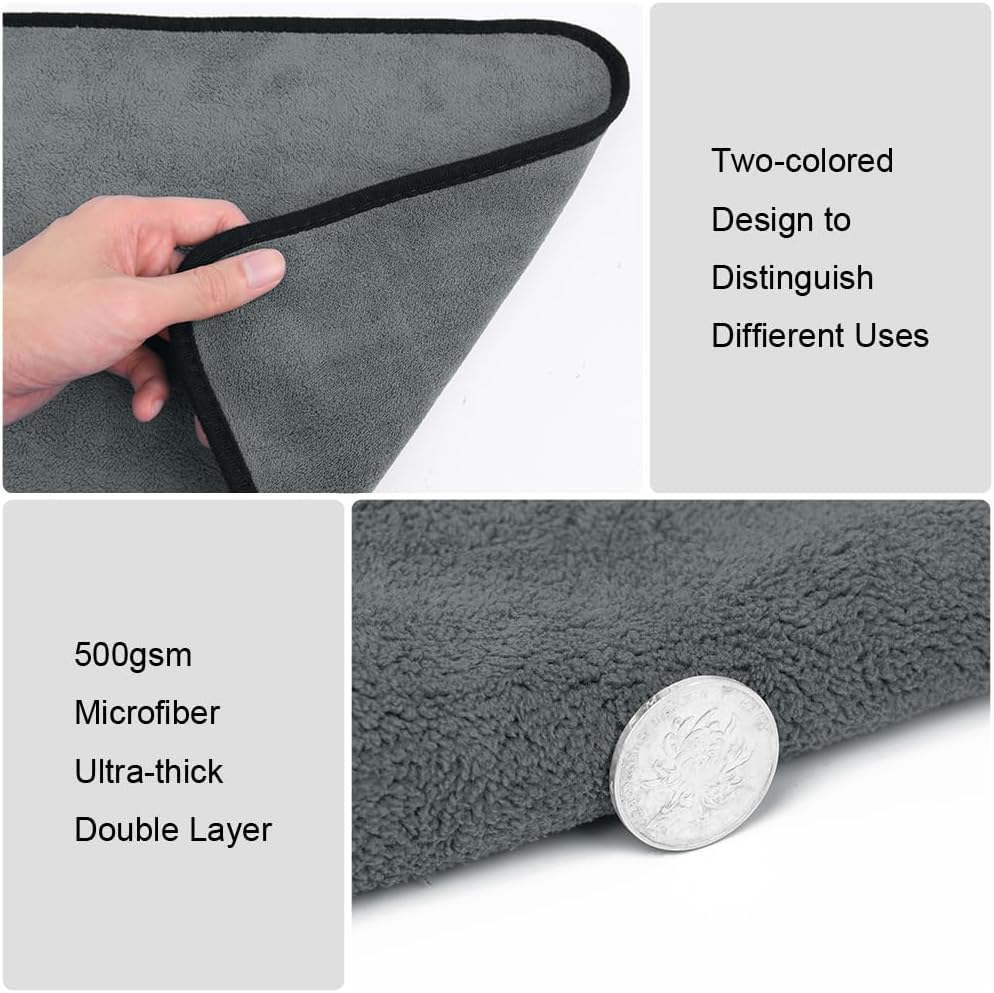 Thumbnail 2 de Adiwo – 6 Lingettes Microfibre 40 x 30 cm, 500 GSM, Chiffons adapt pour voiture et maison