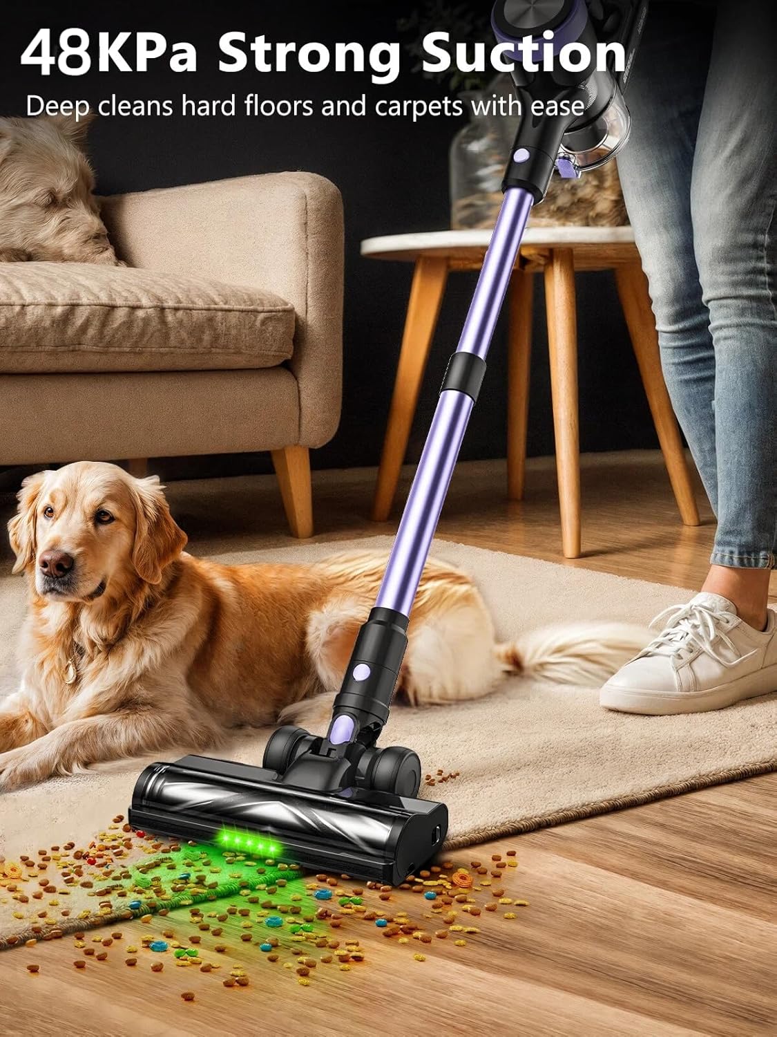 Thumbnail 2 de SUXIANGVAC Cordless Vacuum Cleaner (48KPa/500W, up to 55 mins) with Self-Standing, Wall-Mount Charging & LED Display - Purple