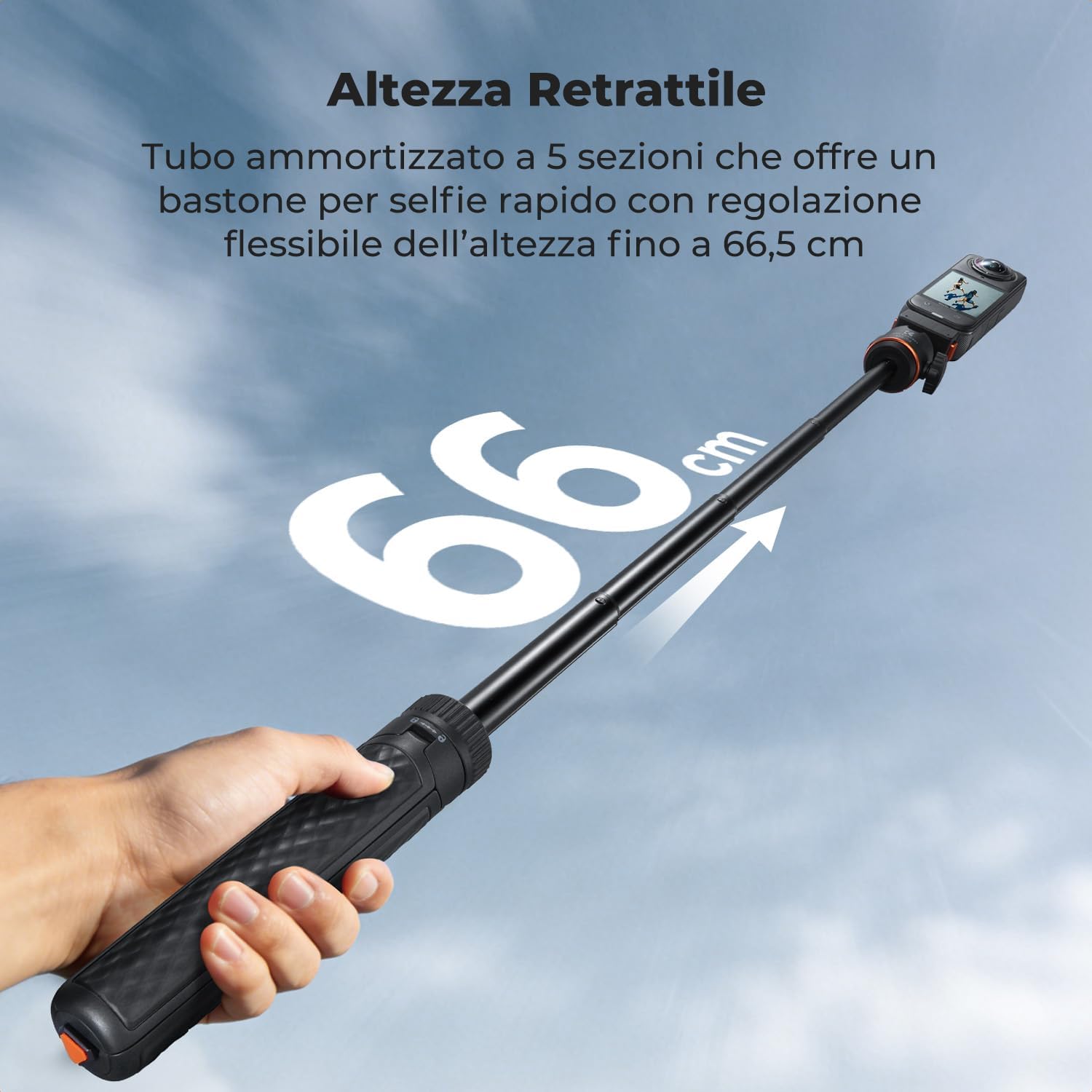 Detalle de K&F CONCEPT Treppiede magnetico a sgancio rapido per Insta360 X5/Ace Pro 2: stabilità e versatilità in un corpo leggero