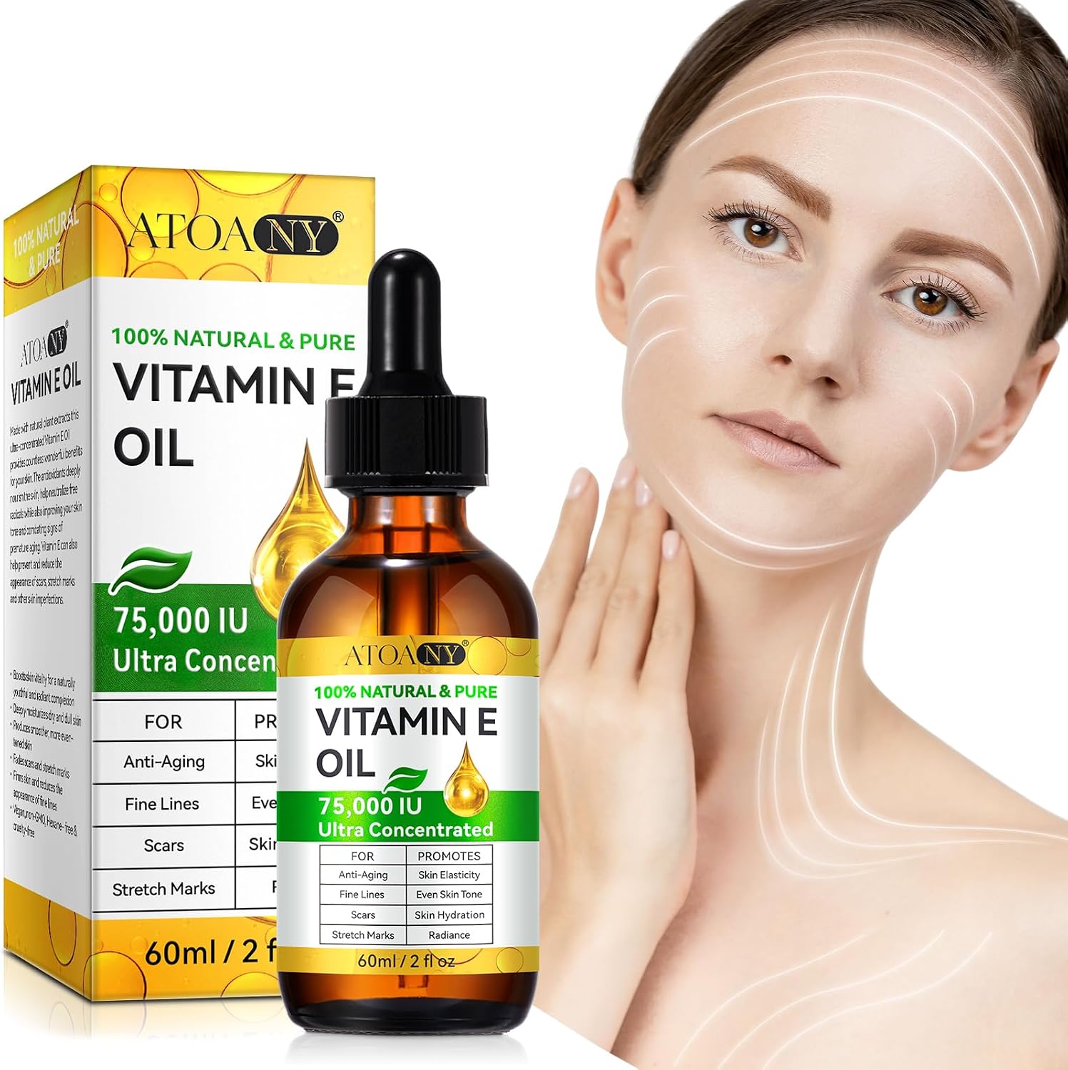 Thumbnail 3 de Olio di Vitamina E pura pressato a freddo per pelle, cicatrici e cuticole, capelli e viso