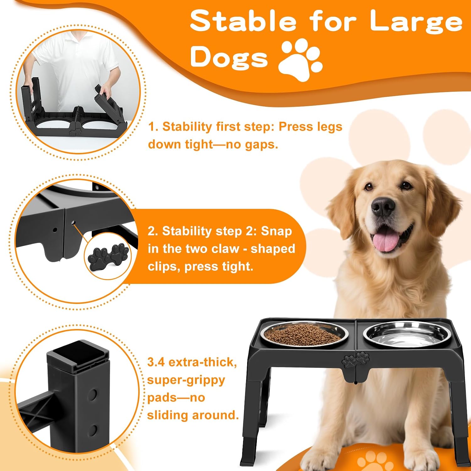Detalle de Elevated Dog Bowls with 5 Adjustable Heights