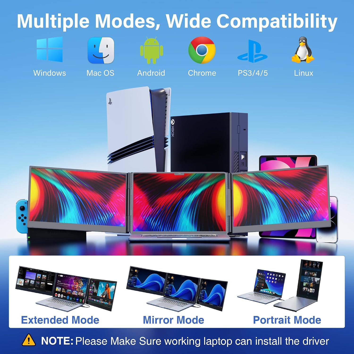 Thumbnail 6 de Cybotioe One Cable Connect 15.6-Inch 1080p Triple-Screen Laptop Extender