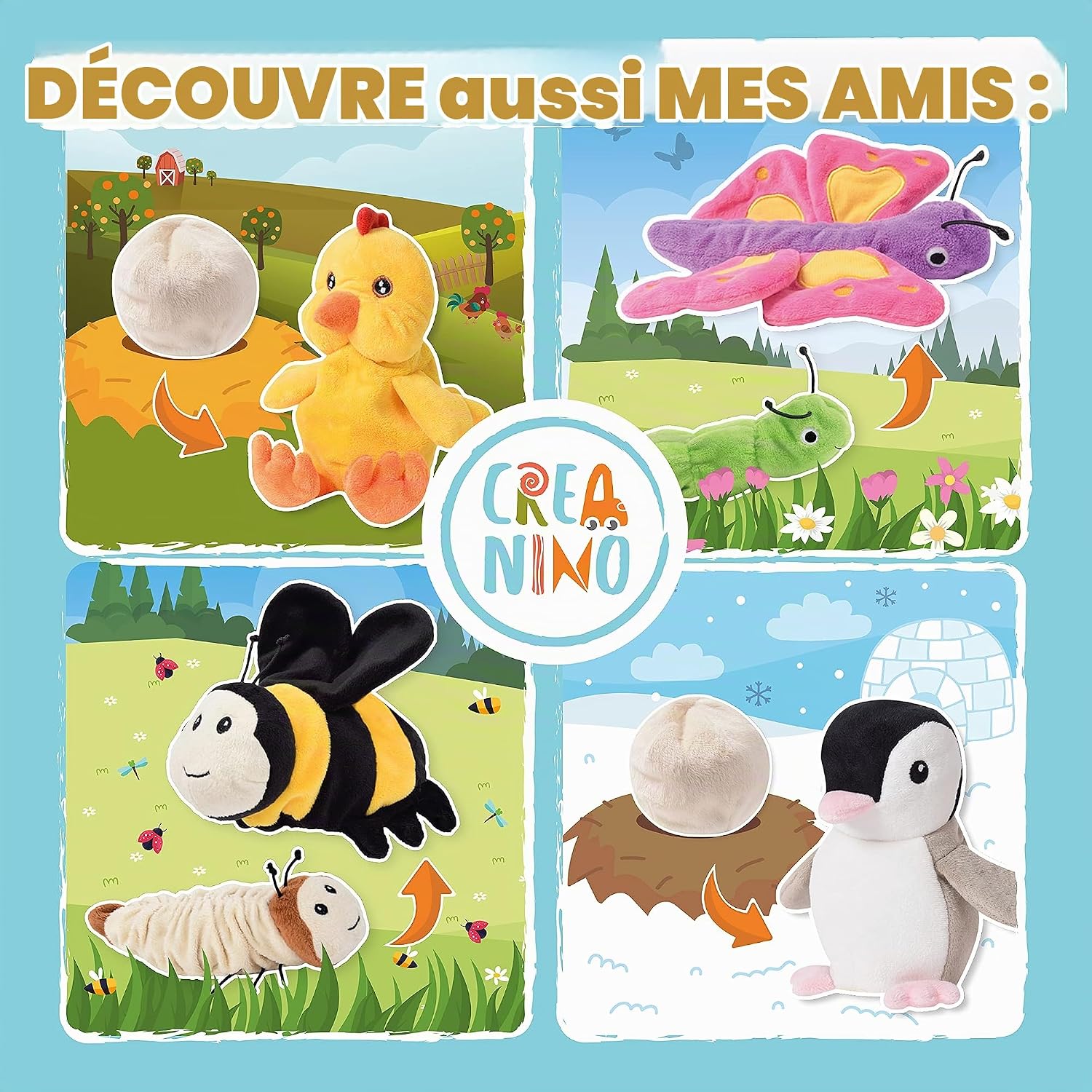 Thumbnail 5 de Creanino omkeerbare pluchen knuffel, 2-in-1 van ei naar pinguïn