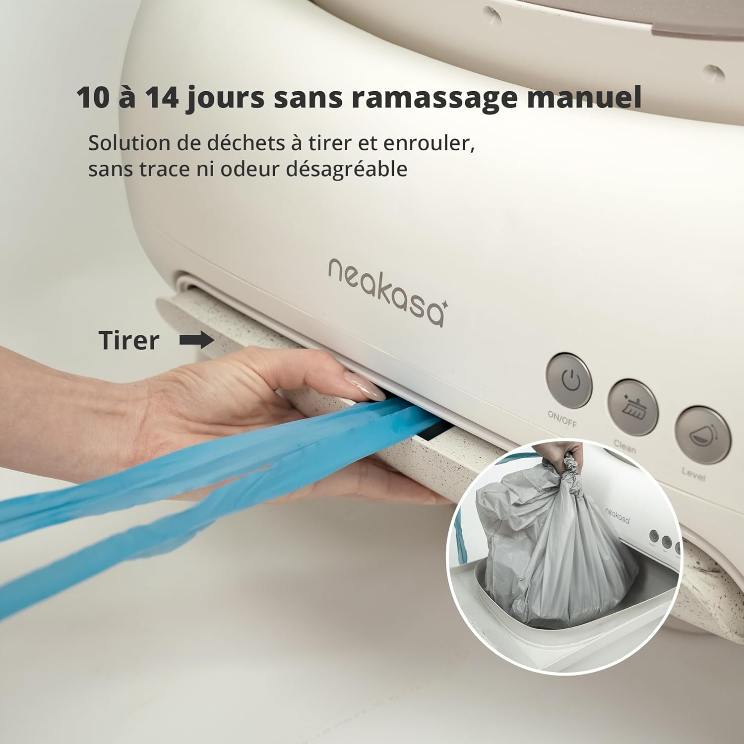 Detalle 2 de Neakasa M1 Lite litière chat autonettoyante ouverte, contrôle via application (jusqu’à 14 jours sans nettoyage)