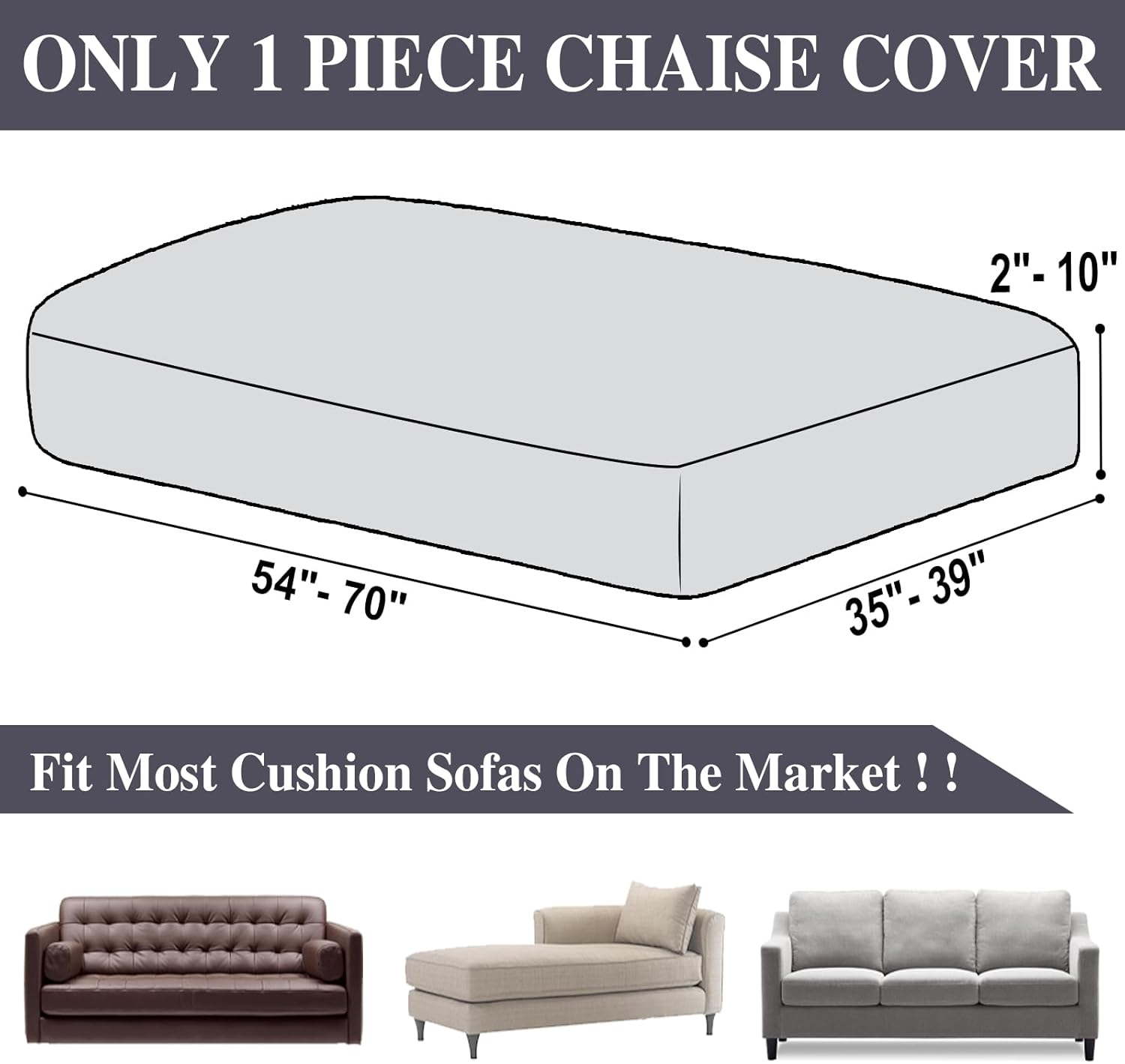 Thumbnail 5 de LA MEACK Chaise Couch Cushion Cover – Washable Stretch Slipcover for Chaise or 3-Seater