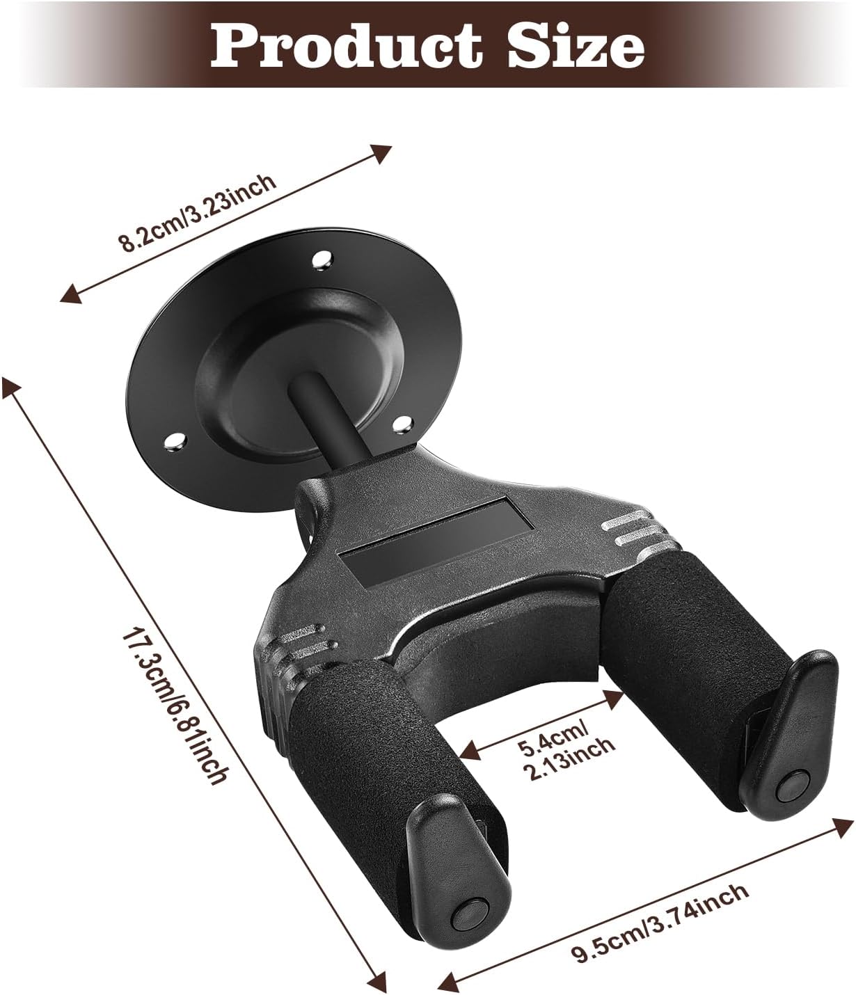 Detalle 2 de OTraki Colgador de Guitarra para Pared con Bloqueo Automático | Soporte duradero para Guitarra, Bajo, Mandolina y Violín