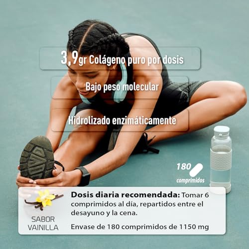 Detalle de Drasanvi COLLMAR Colágeno Marino Hidrolizado con Ácido Hialurónico, Magnesio y Vitamina C Natural – 180 comprimidos