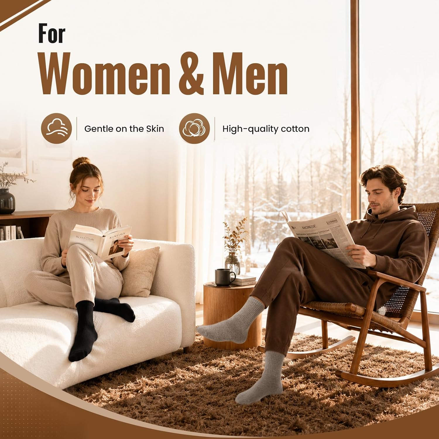 Thumbnail 6 de Stoeury Thermal Socks for Men and Women, Thick Terry-Lined Winter Socks
