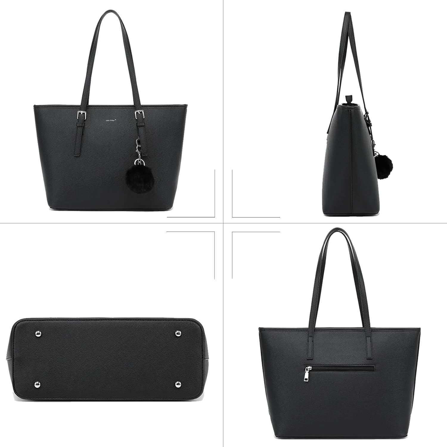 Thumbnail 6 de TANTOMI Damen Handtasche Set mit Geldbörse – Große Einkaufstasche mit Quasten und Pelz‑Keychain
