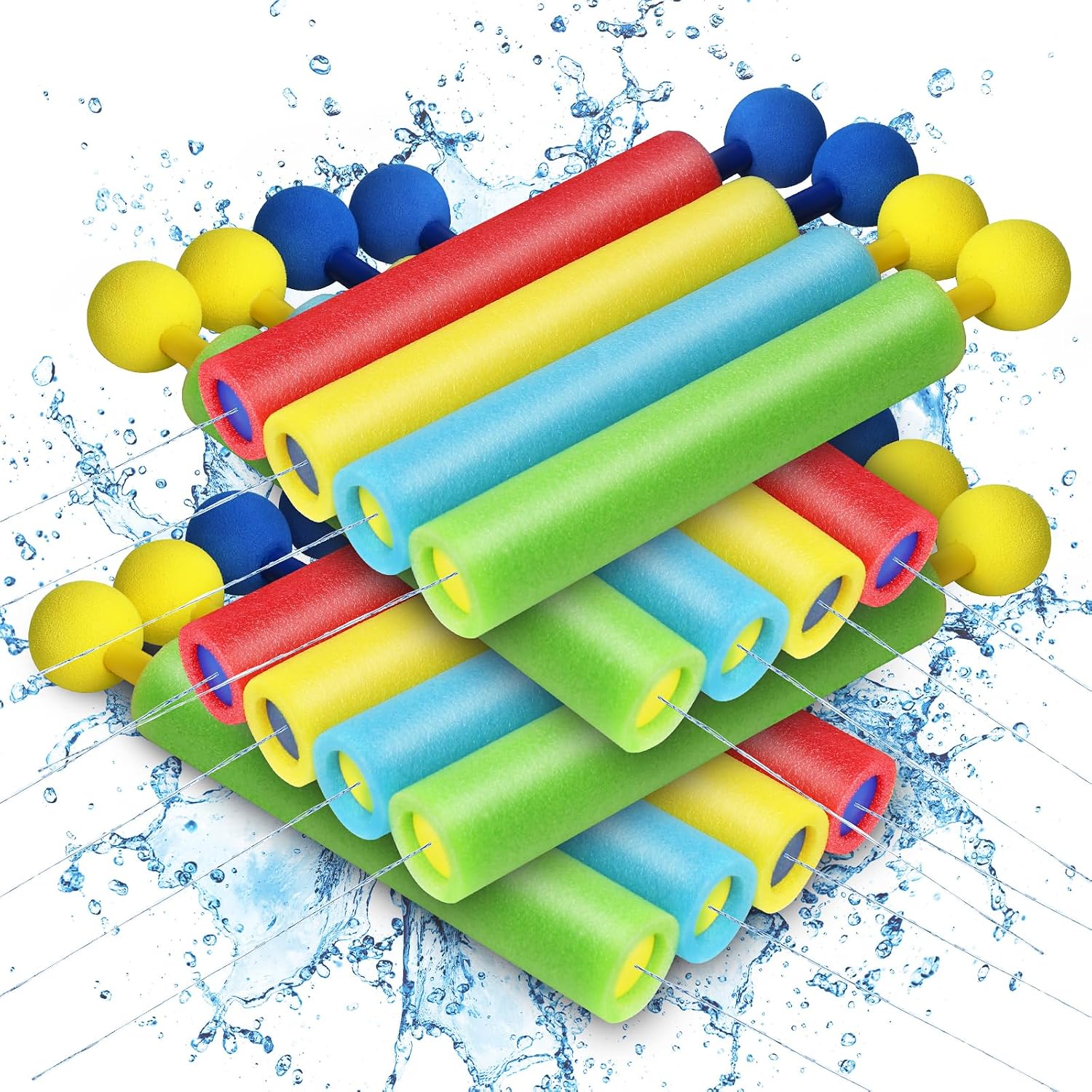 Imagen de Lehoo Castle Pistola de Agua 16PCS: Pistolas de Espuma EVA con Alcance de 9,1 m para Playa y Piscina en OfertitasTOP