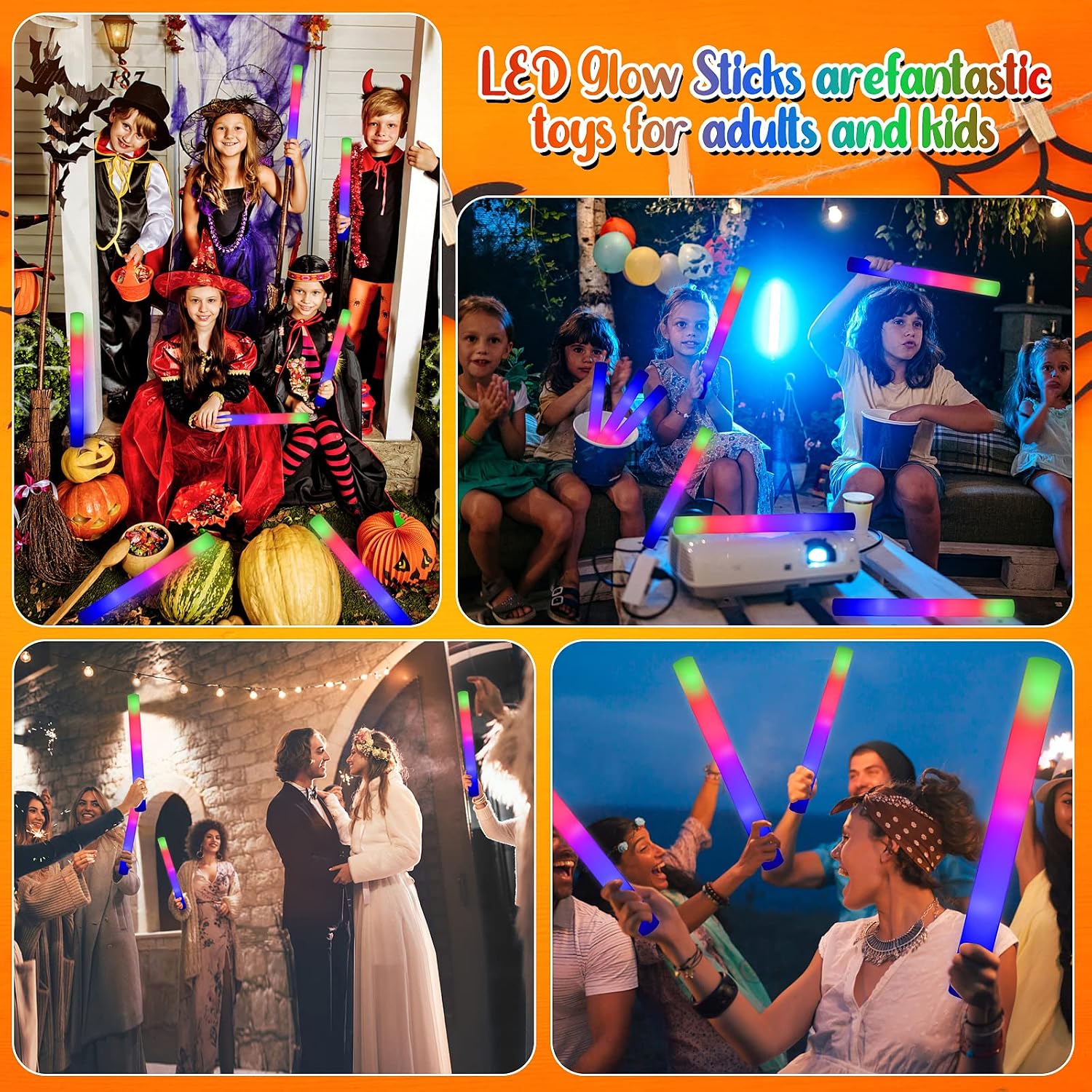 Detalle de LifBetter Glow Sticks Bulk (20 Pack) LED Foam Sticks with 3 Flashing Modes for Parties, Festivals, and Raves