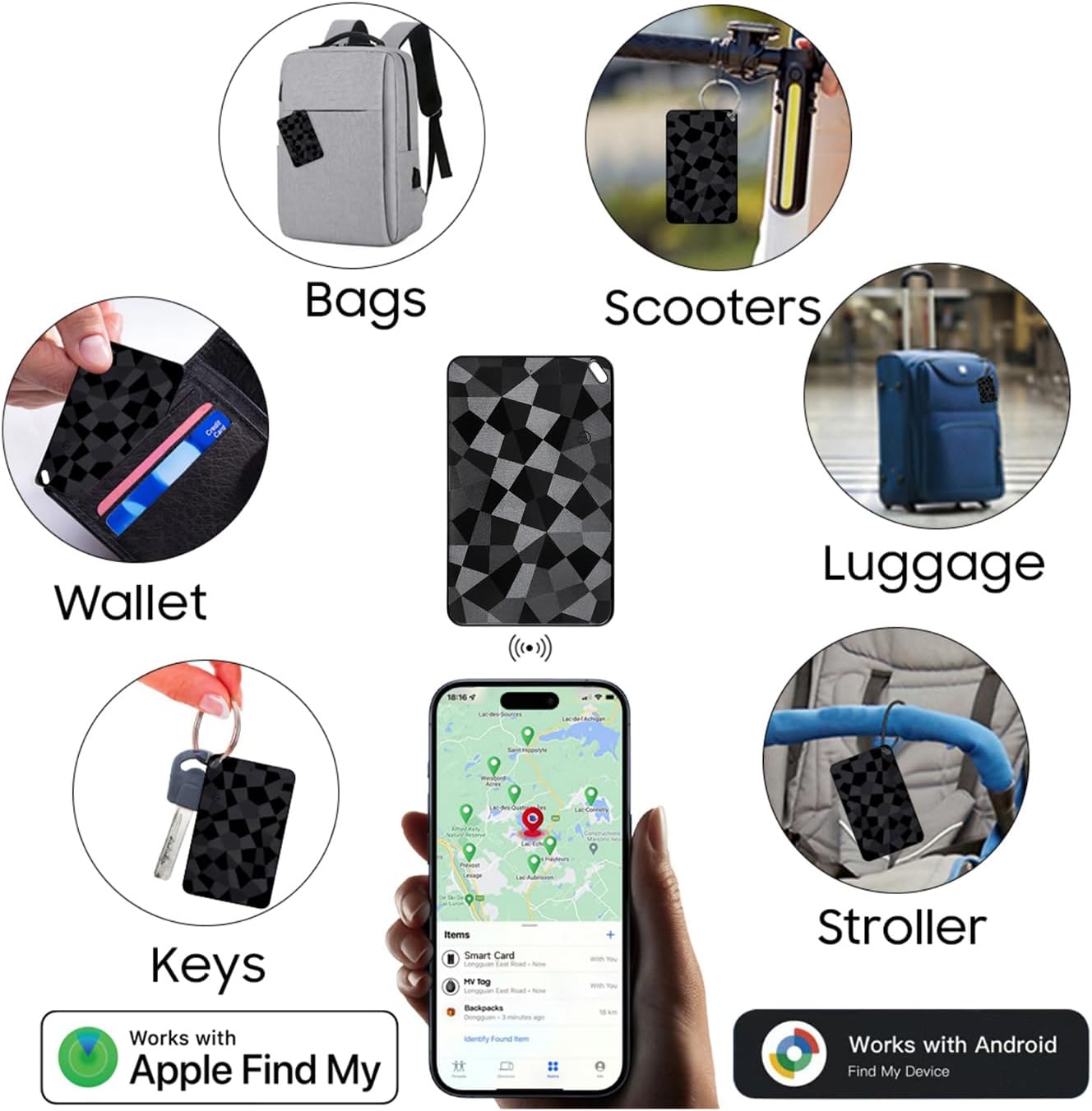 Thumbnail 6 de Reyke Carta di localizzazione sottile compatibile iOS Find My e Google Find Hub (1 Pack)