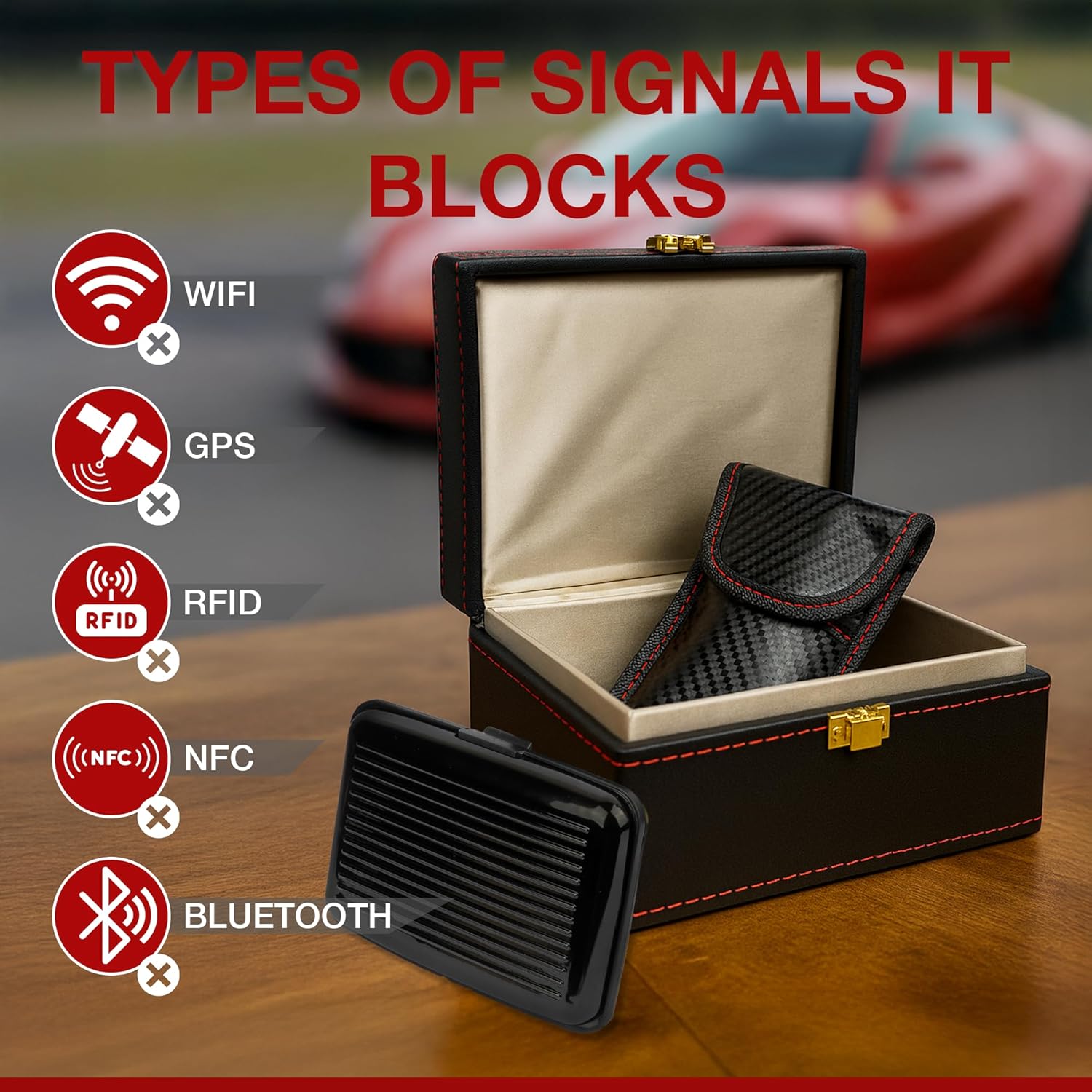 Thumbnail 3 de Faraday Box, 2 Pouches & Credit Card Holder – Signal Blocking Set for Keys and Cards