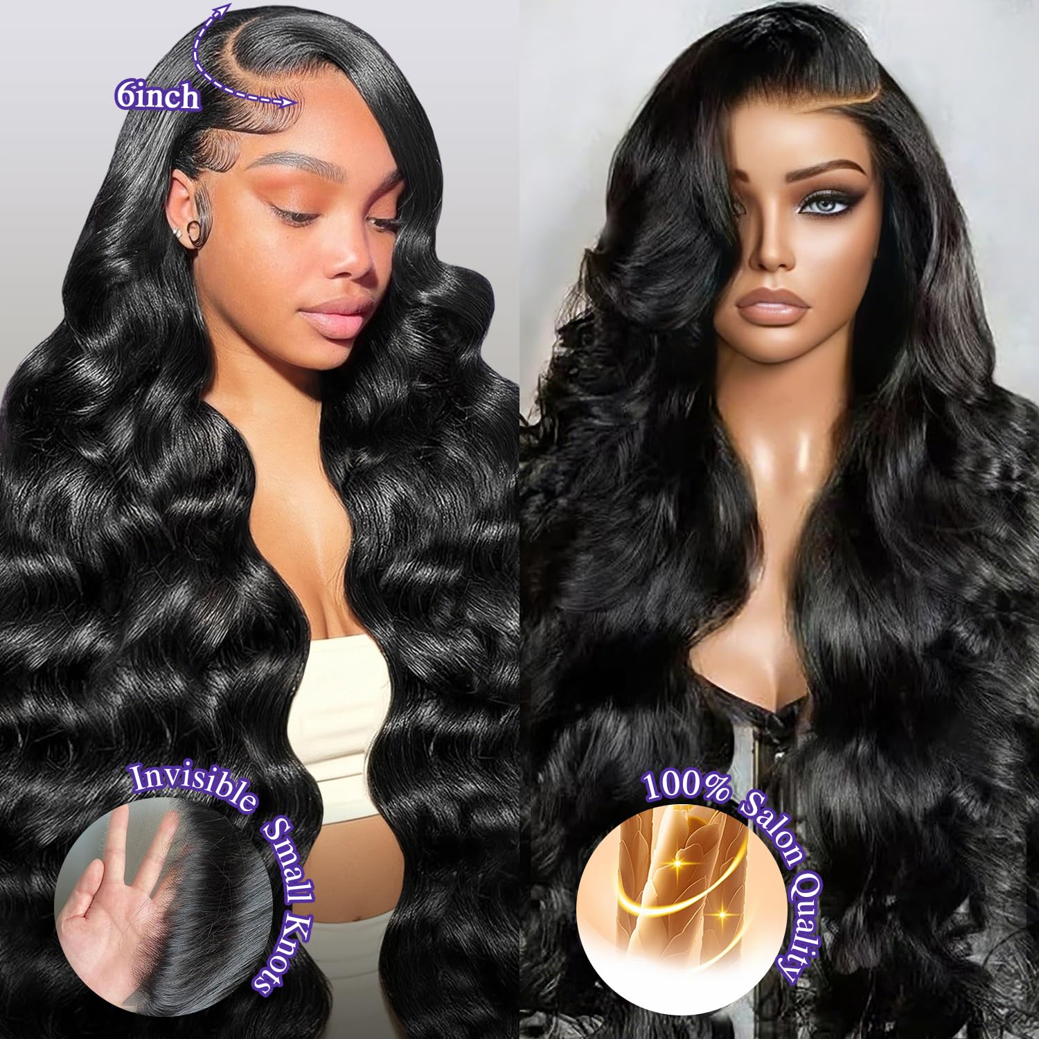 Thumbnail 1 de 30 Inch 13x6 Lace Front Wig | Body Wave, 180% Density, Glueless HD Swiss Lace, Virgin Brazilian Hair