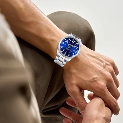 Detalle de LN LENQIN Orologio Uomo Acciaio Inox Analogico Quarzo Datario Impermeabile
