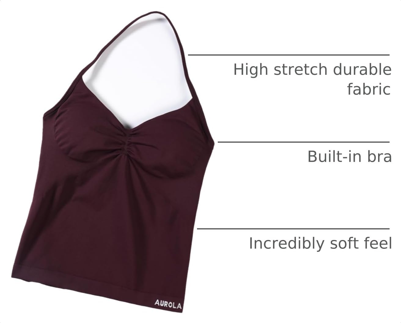 Detalle 2 de AUROLA Influence Longline Strappy Workout Halter Top with Removable Cups