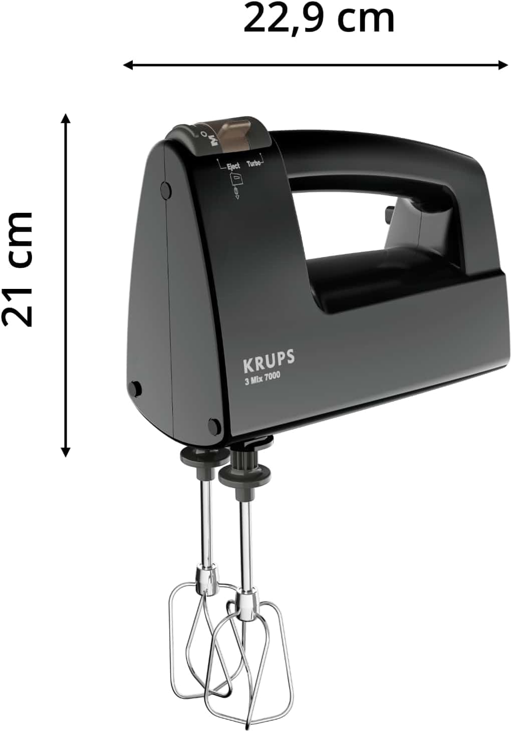 Detalle de Krups F60858 3 MIX 7000 Handmixer 60 Jahre Edition – 500 W, ergonomischer Griff und langes Kabel