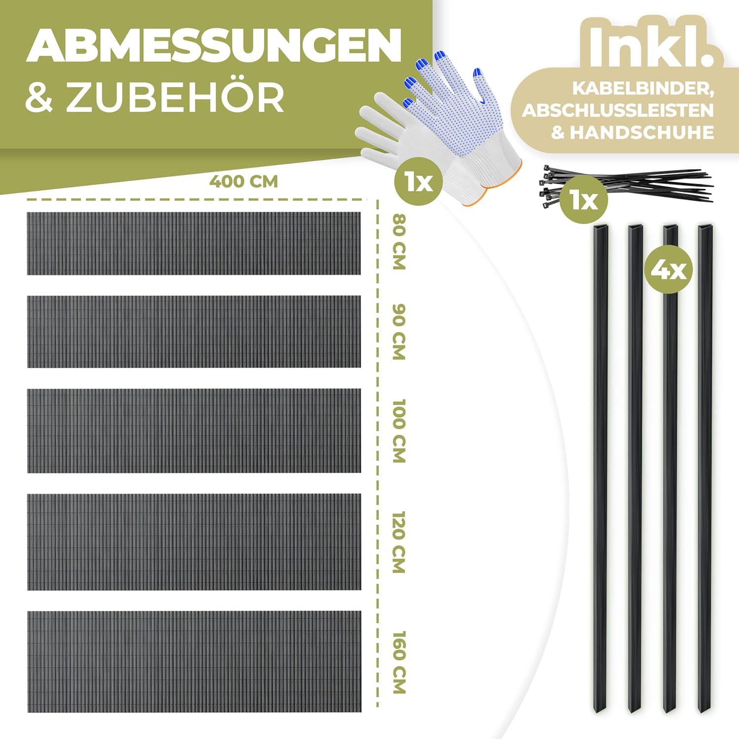 Thumbnail 6 de KESSER PVC Sichtschutzmatte für Balkon & Terrasse 120×400 cm (Anthrazit) inkl. Kabelbindern und Handschuhen