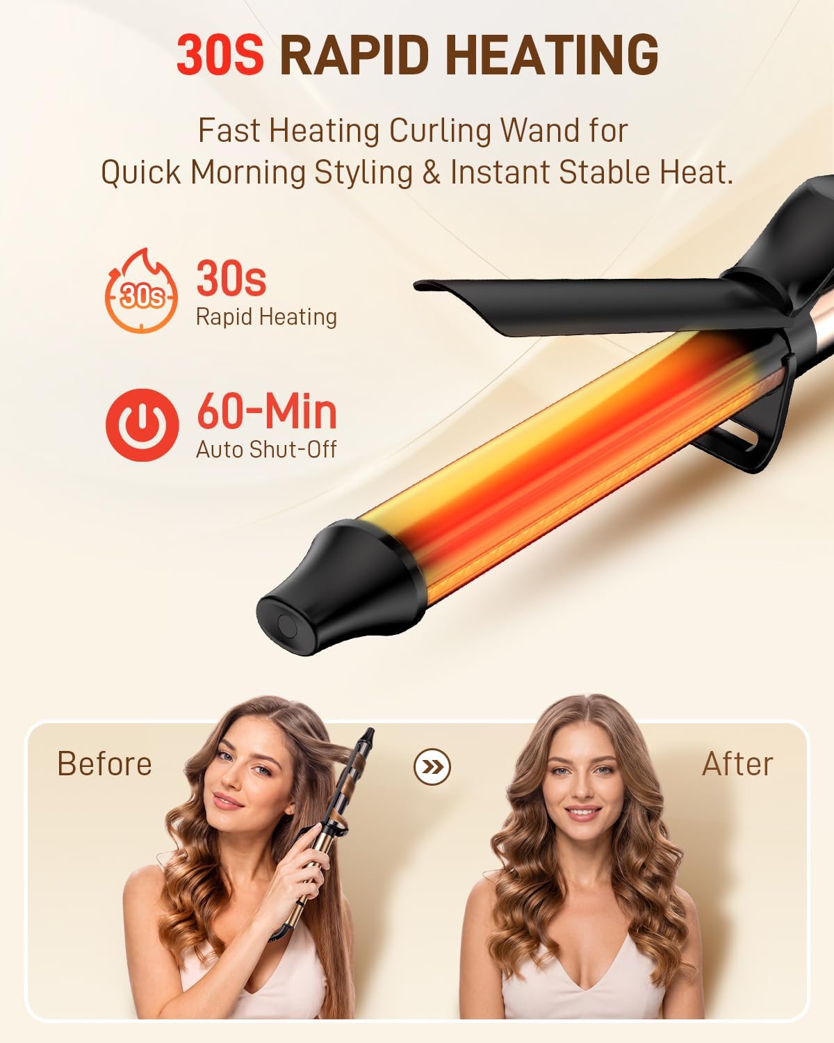 Detalle de MESCOMB 1 Inch Curling Iron for Long Hair with 6.7" Extra Long Barrel