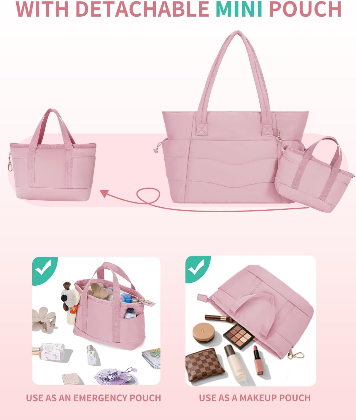 Thumbnail 3 de Wandering Nature Tote Bags for Women with Zipper (Set of 2) — 15.6 Inch Laptop Compartment & 40oz Bottle Pocket