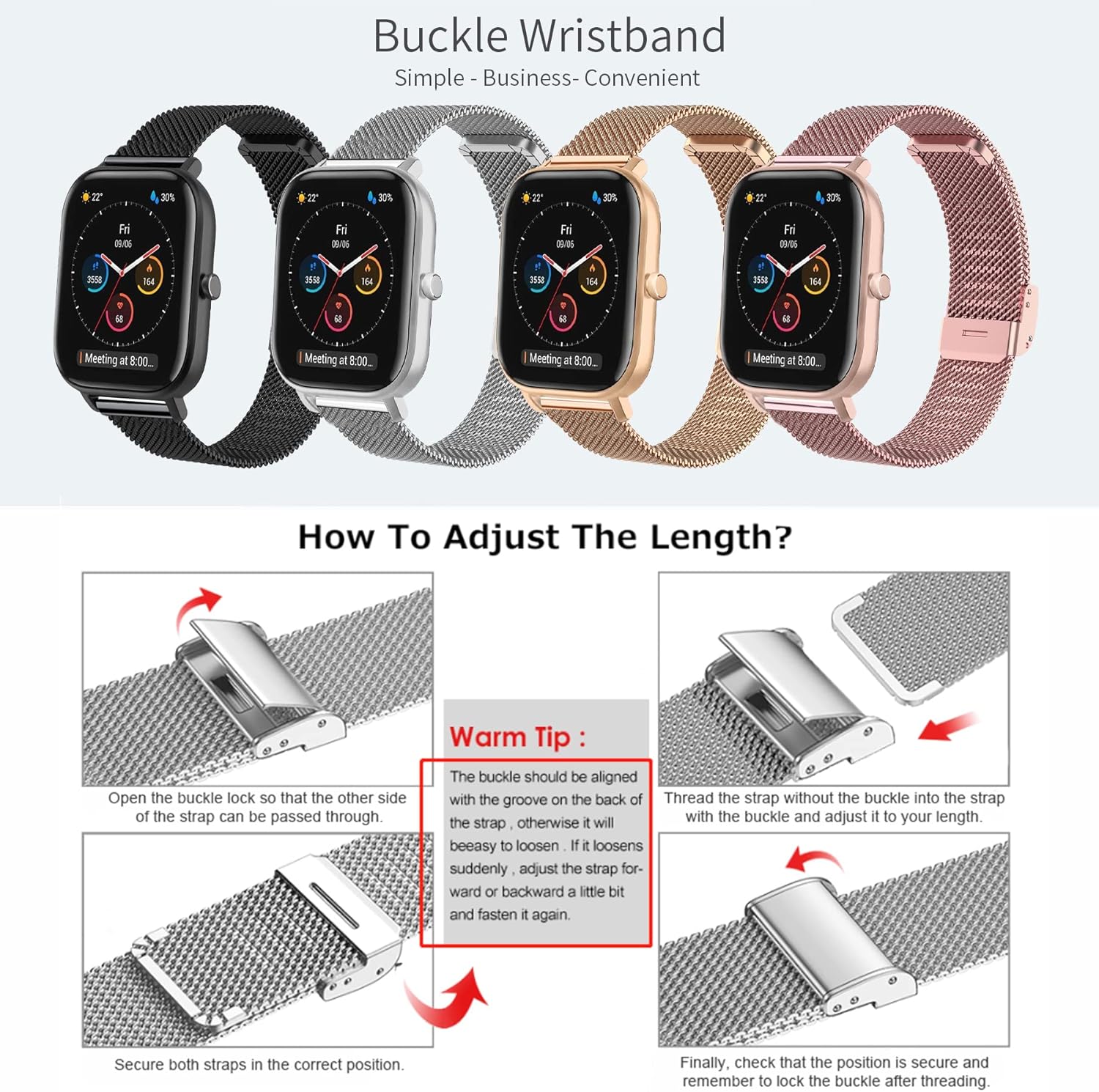 Detalle de MIJOBS Stainless Steel 20mm Strap for Amazfit GTS and GTS/GTR Series