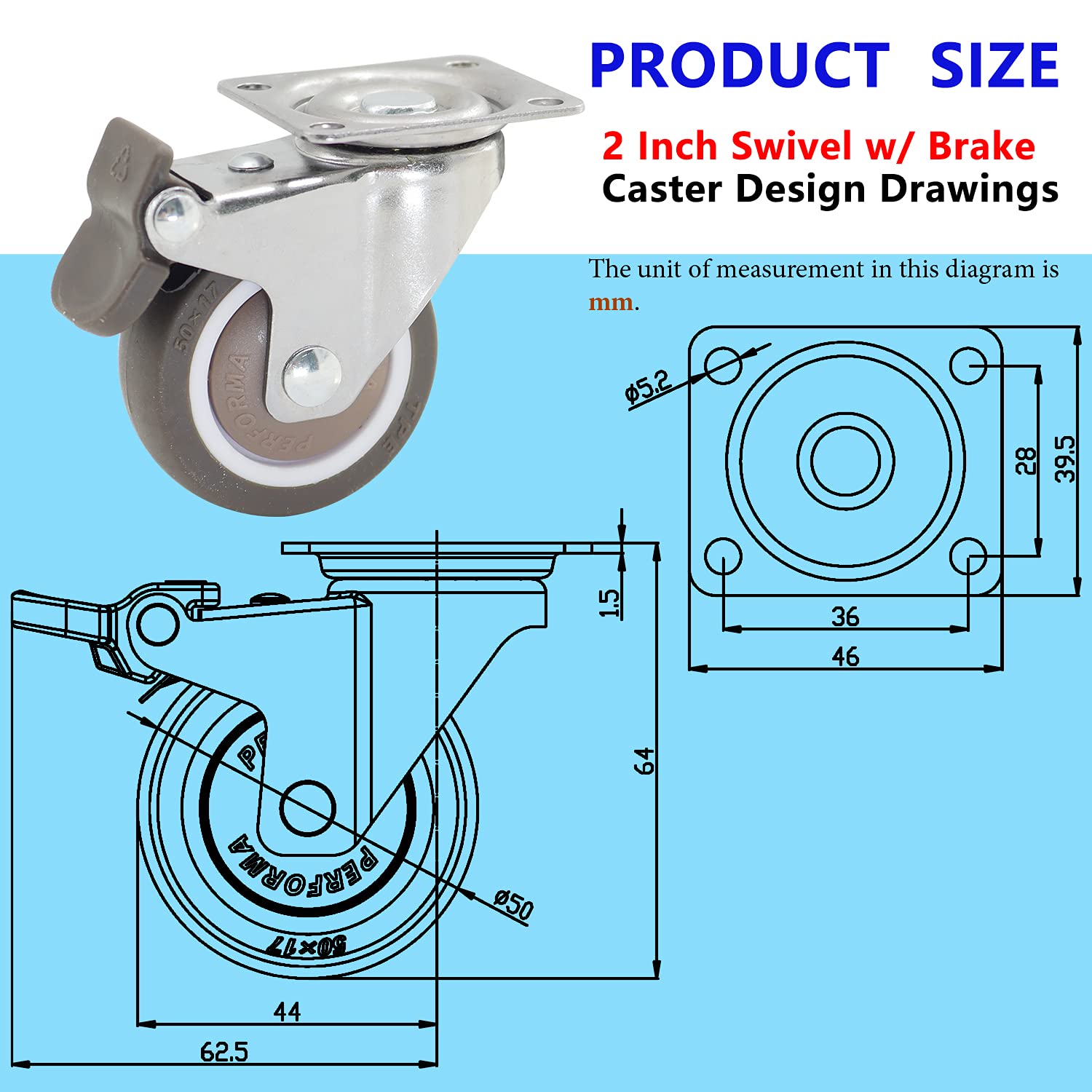 Detalle de Casoter Swivel Caster Set, 2-inch