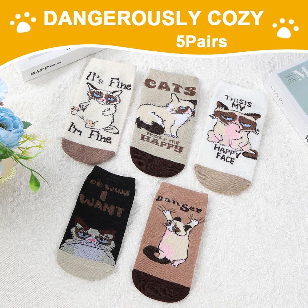 Thumbnail 5 de AOOTE 6332672 Cat Ankle Socks, 5 Pairs of Breathable Cotton