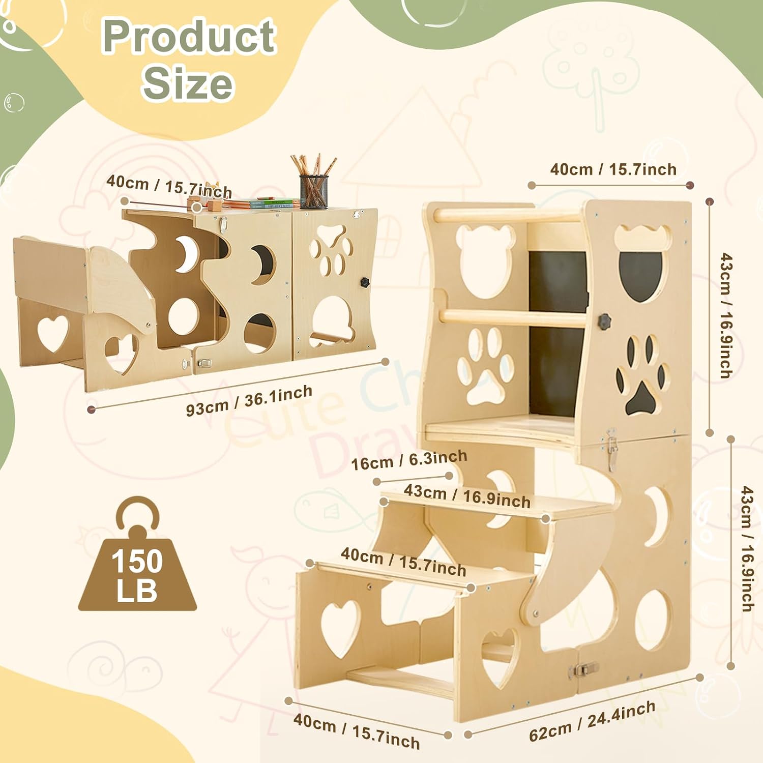 Detalle de Toddler Kitchen Step Stool with Chalkboard