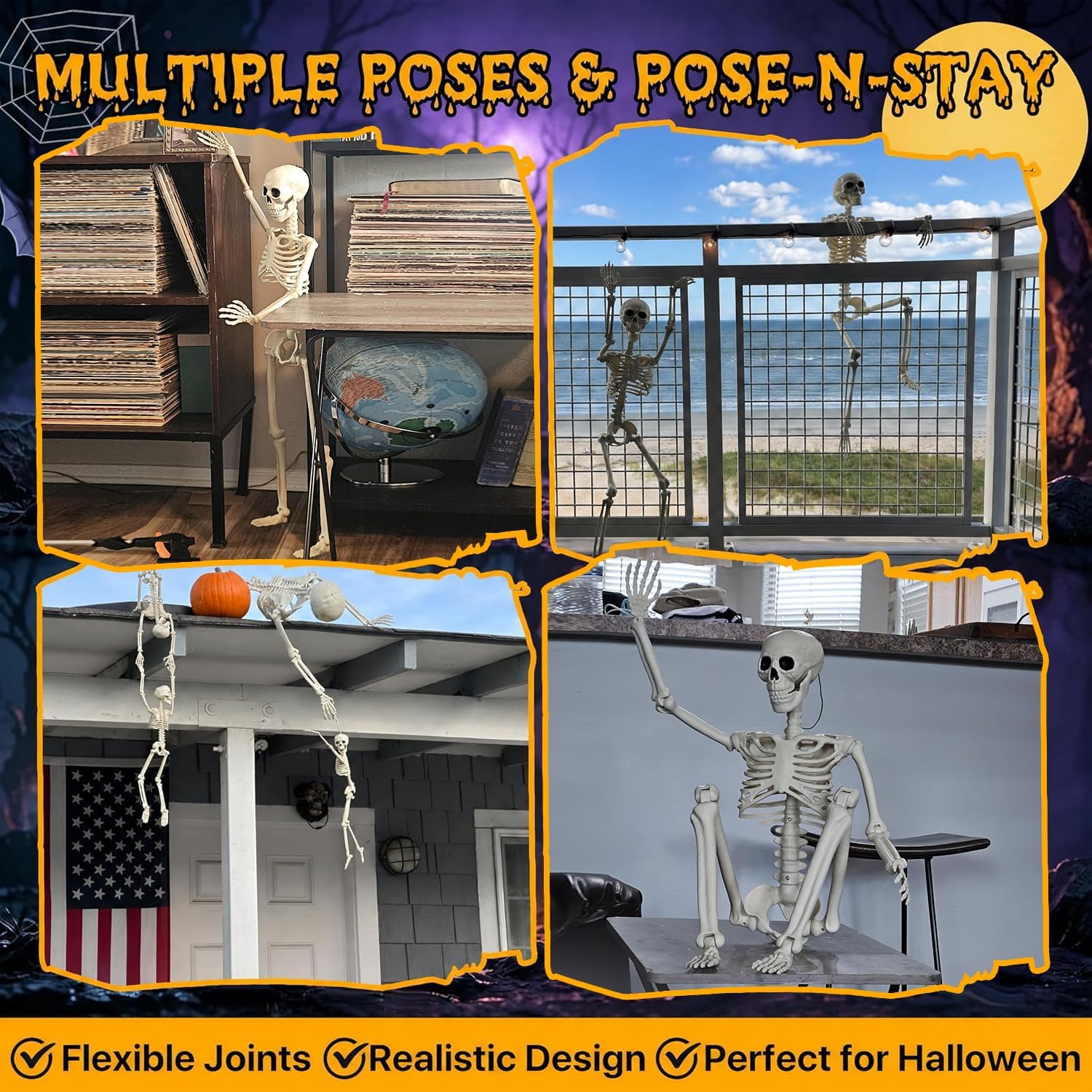 Thumbnail 4 de HBSTK 36.5-Inch Halloween Skeleton 2-Pack, Posable with Movable Joints