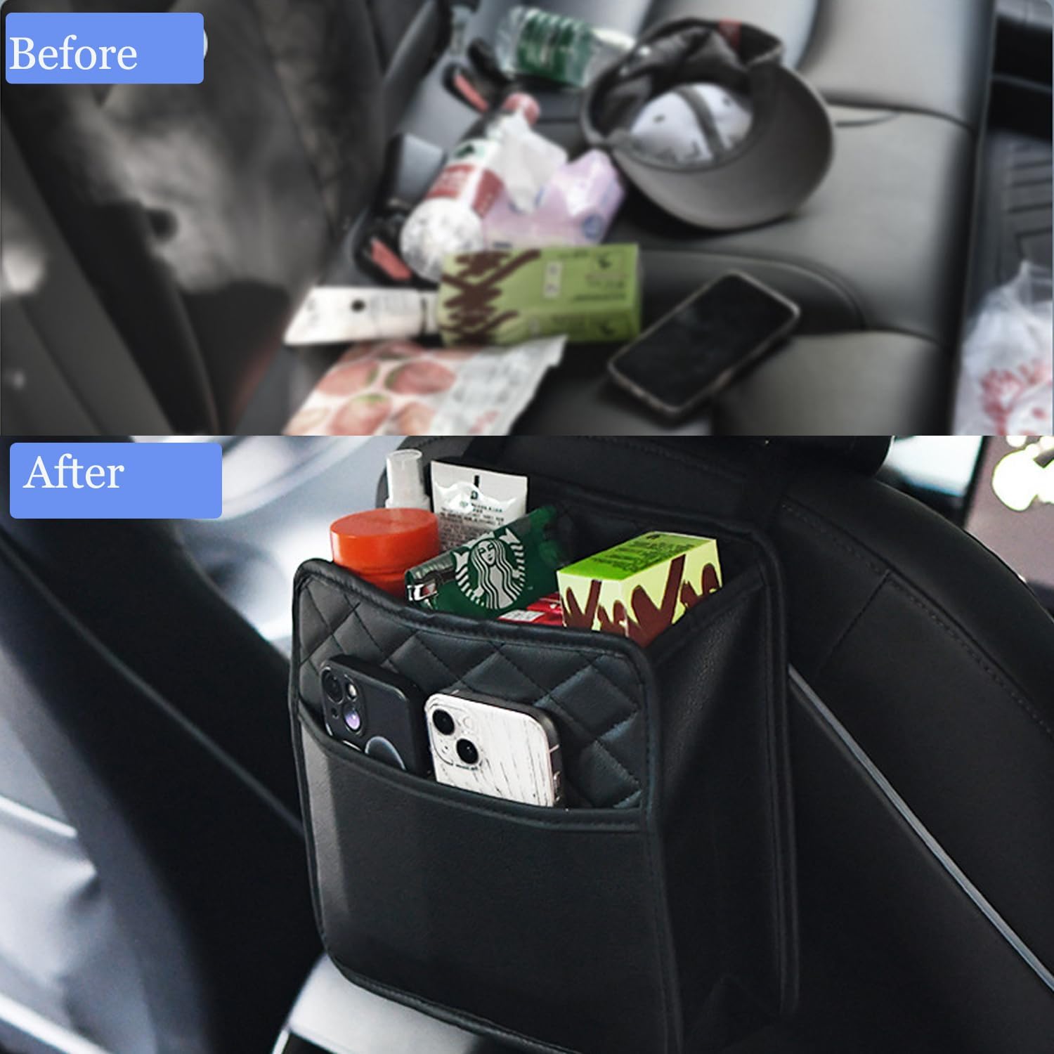 Detalle 2 de LXUNYI car seat organizer in PU leather