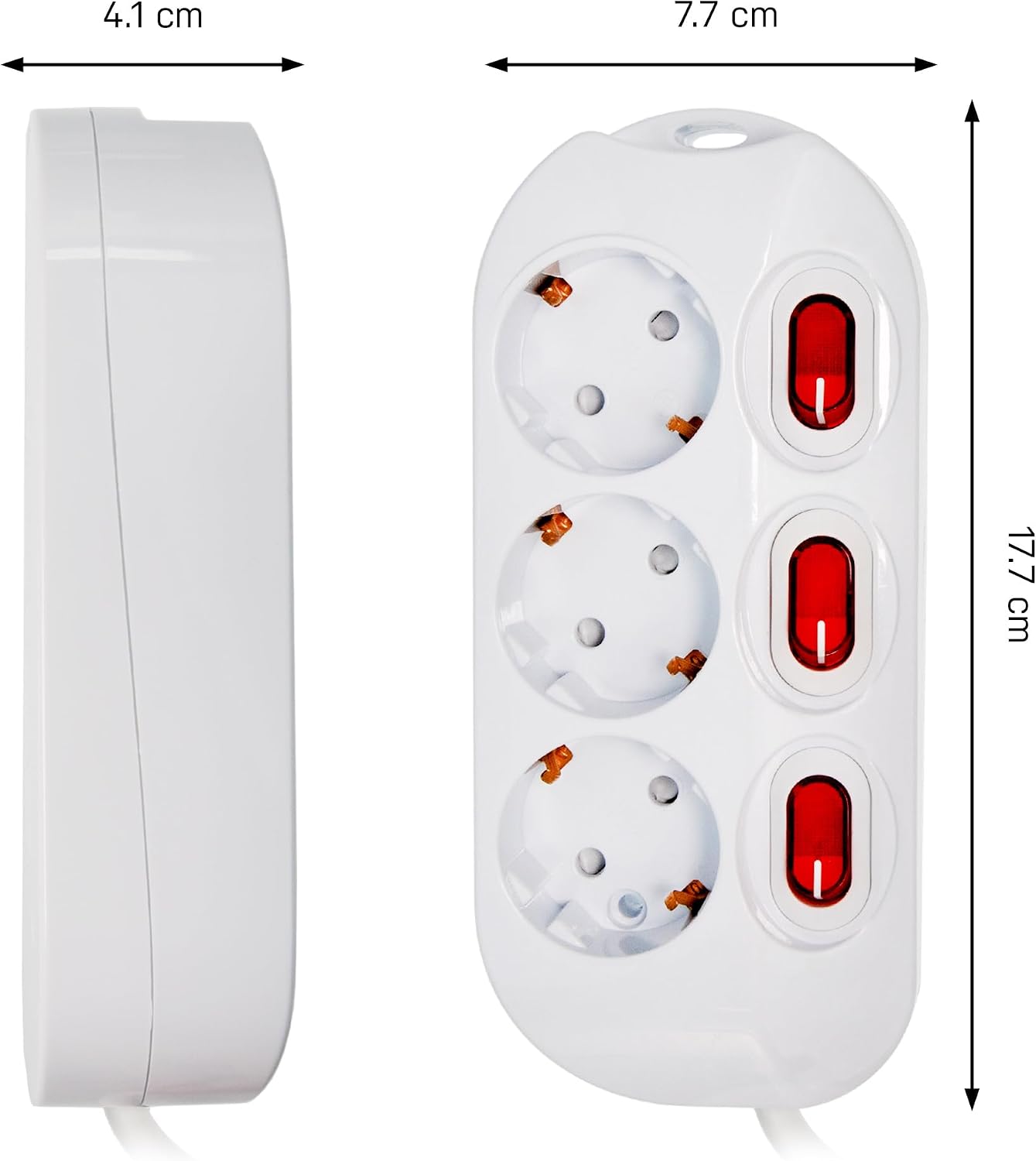 Detalle 1 de Feletec 3-Fach Steckdosenleiste 1,5 m Kabel