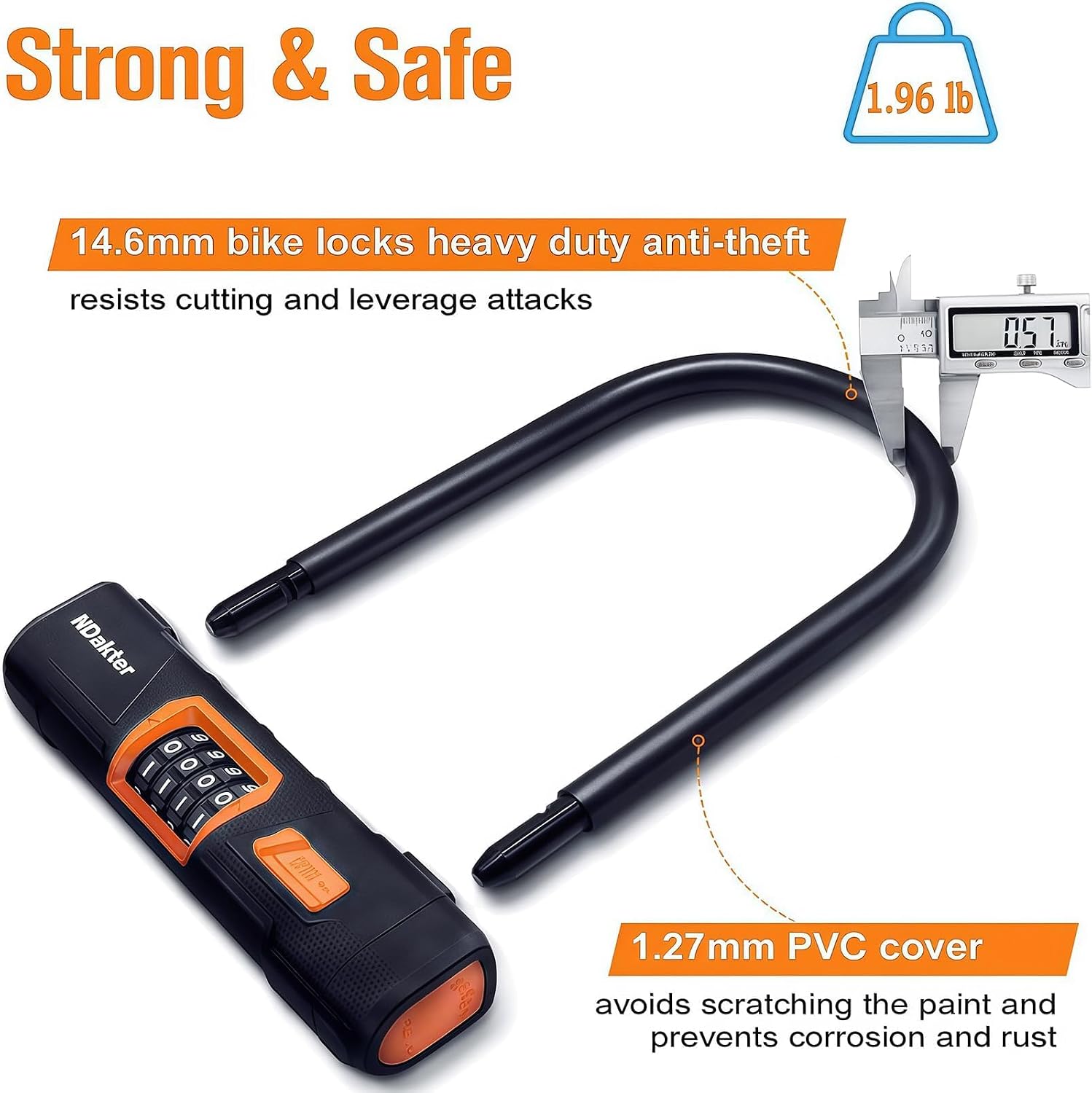 Thumbnail 3 de NDakter Bike Lock: Keyless Heavy-Duty 4-Digit D Lock for Bikes, E-Bikes and Scooters