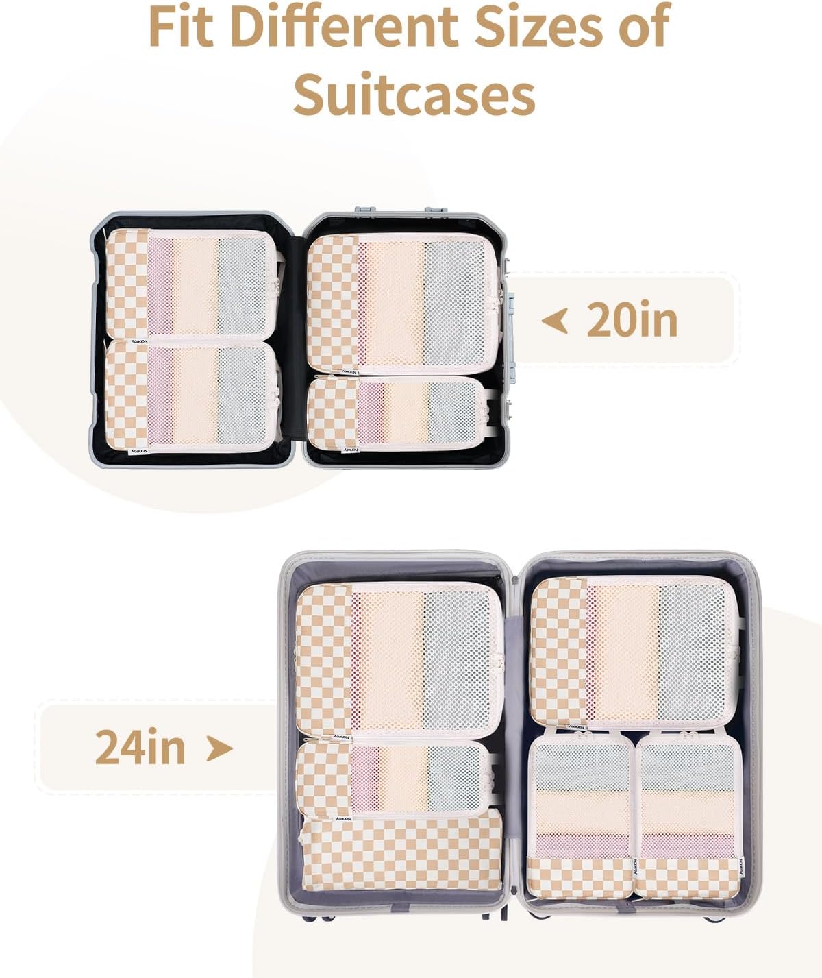 Thumbnail 2 de Narwey 6‑teilige Koffer Organizer Set – Kompressionswürfel für Koffer, Rucksack und Reisetasche (Graublau)