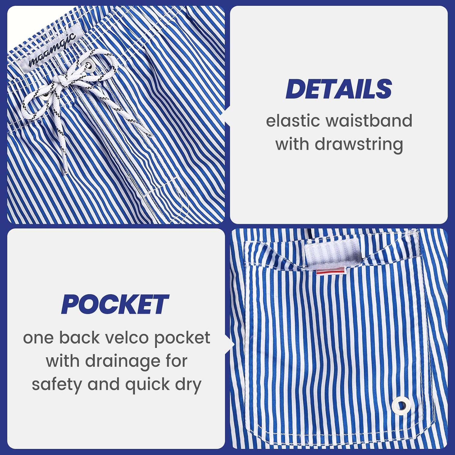Detalle de maamgic Men's Short Swim Trunks, Quick-Dry Printed Shorts with Mesh Lining
