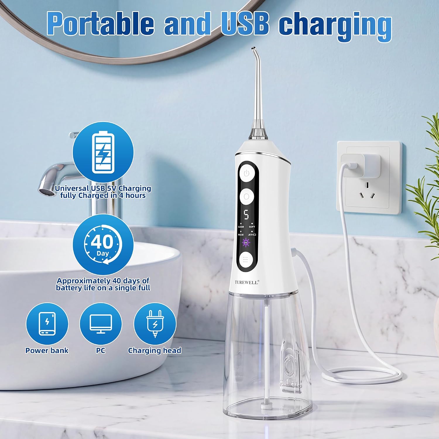 Thumbnail 6 de TUREWELL Water Flosser, 300 mL Tank