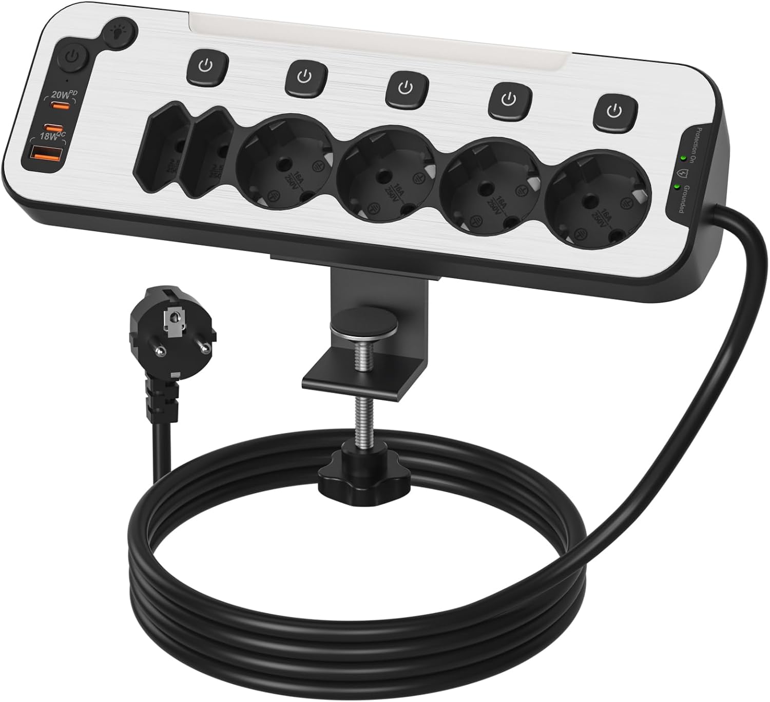 Detalle de Multipresa da Scrivania Ciabatta Elettrica con USB PD20W