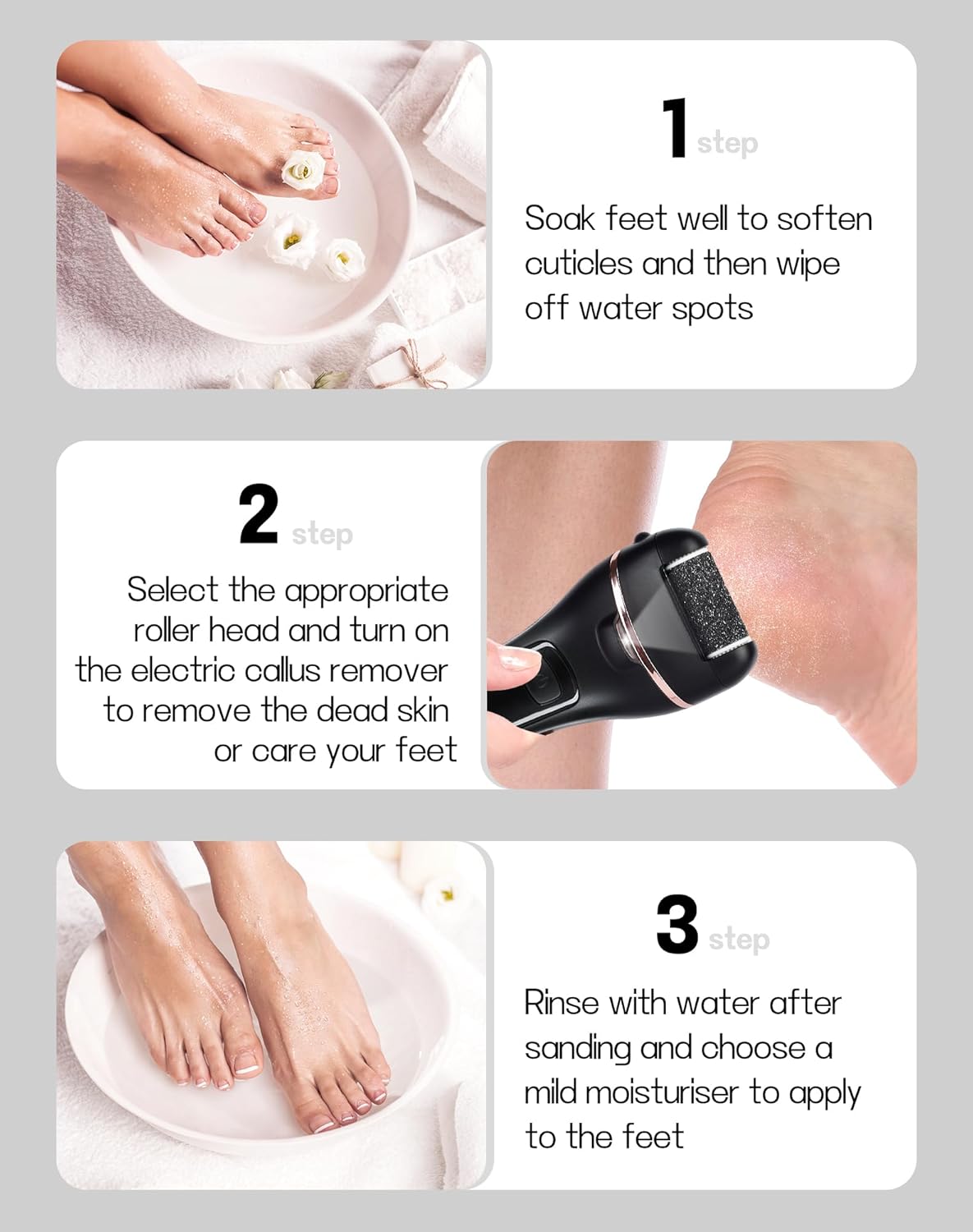 Detalle de Electric Foot File Hard Skin Remover: 16-in-1 Pedicure Set for Dry, Cracked Heels