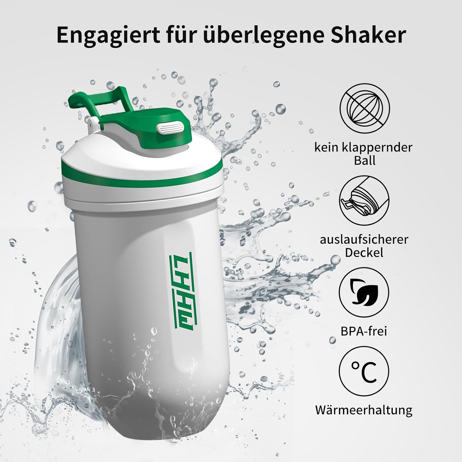 Thumbnail 4 de LHHW shaker à protéines en acier inoxydable 500 ml (sans boule) avec anti-fuite