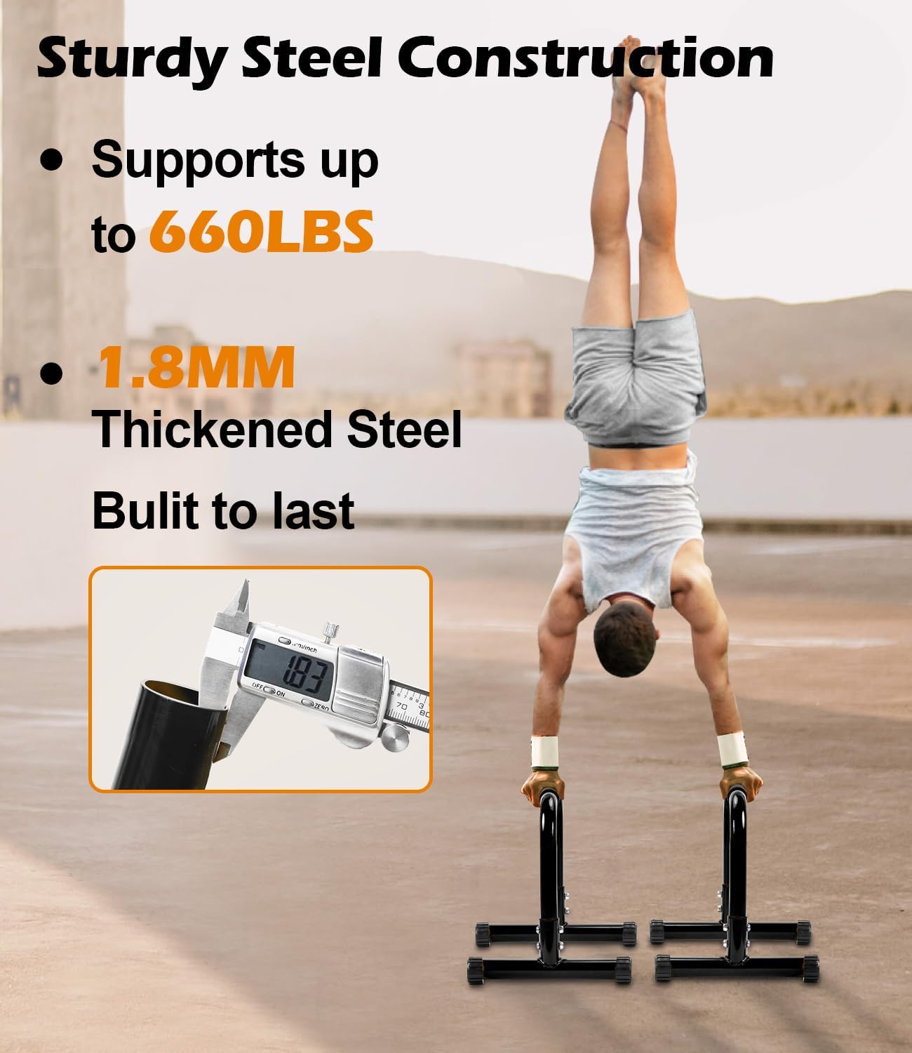 Detalle 2 de TABEKE 14" Steel Parallettes for Calisthenics 💪