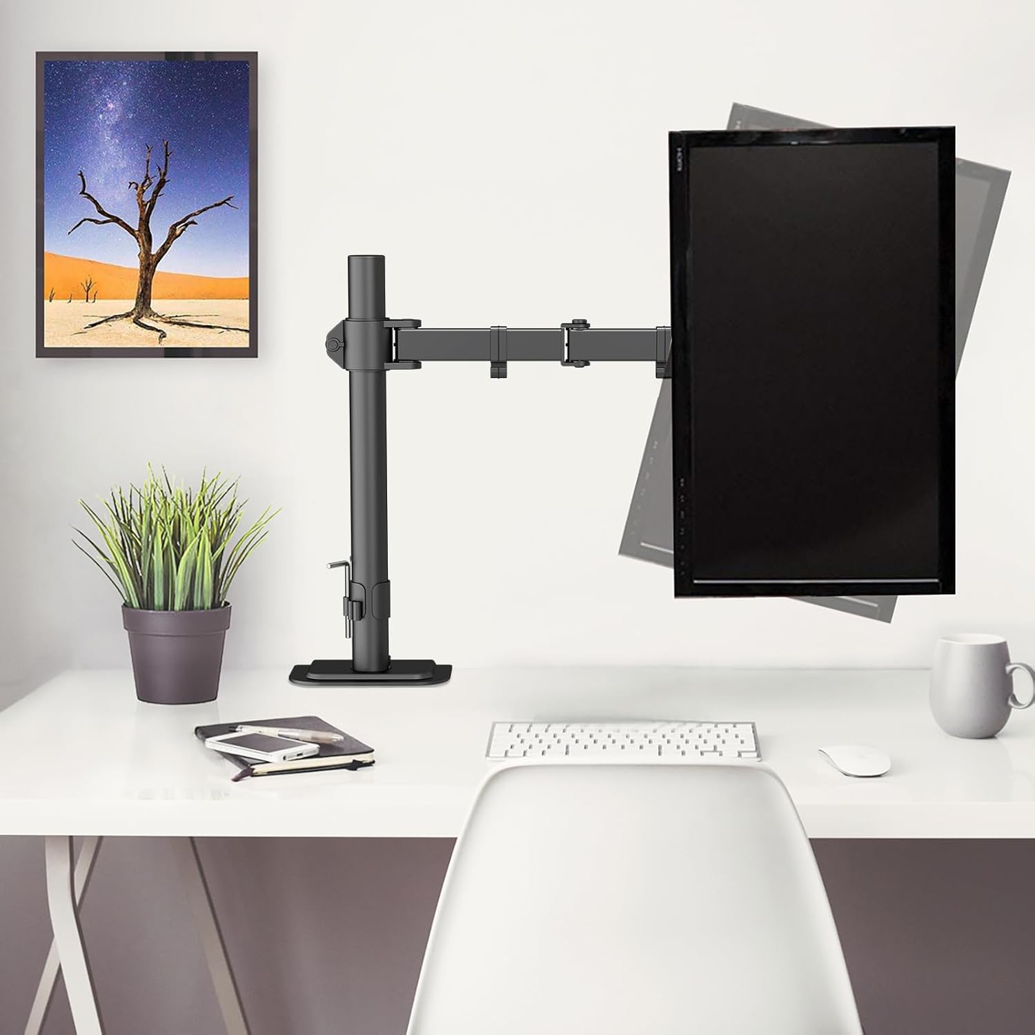 Detalle 2 de suptek MD6421 monitorarm voor 13–32 inch, VESA 75/100 mm en 360° draaibaar