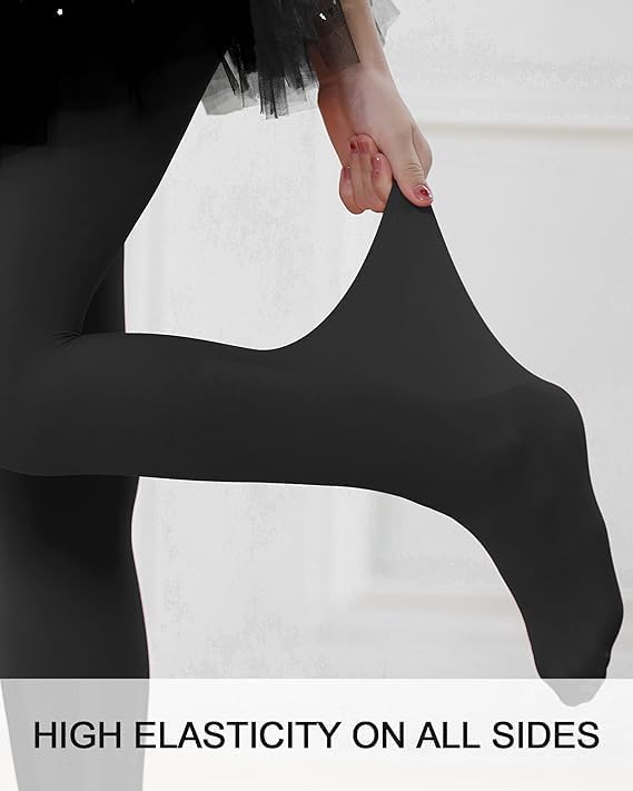 Detalle de Stelle Girls Ballet Dance Tights, Footed, High-Waist, Opaque Stretch, 2T–15Y
