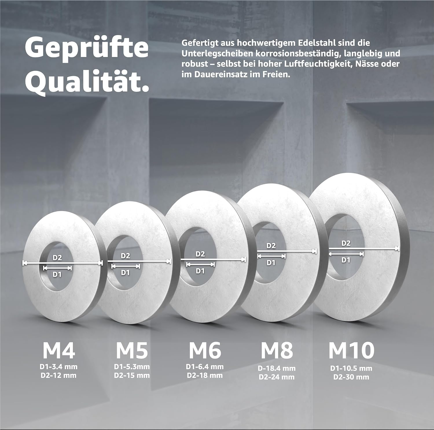 Detalle 2 de TK Gruppe Timo Klingler M5-brickor i rostfritt stål, 50-pack, 10 mm