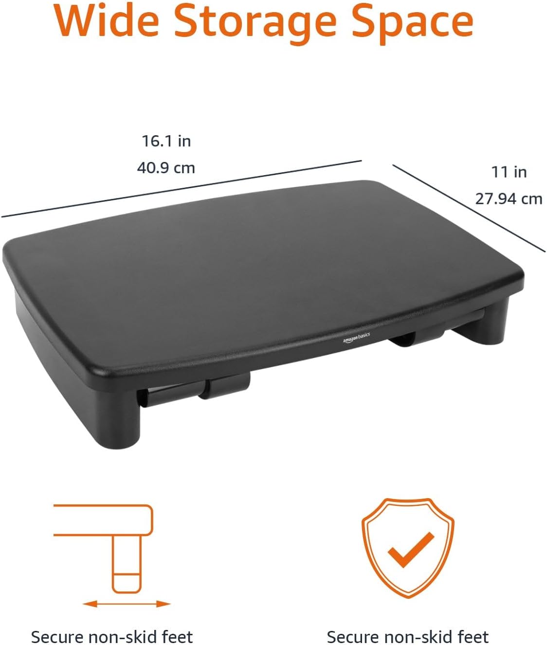 Thumbnail 3 de Amazon Basics Rectangular Adjustable Monitor Riser Desk Stand (Black) – Fits laptops/monitors up to 22lbs